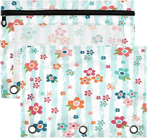 Vista 61 de Kcldeci Estuche para lápices para carpeta de 3 anillos con ventana transparente, retrato de gato y mariposas