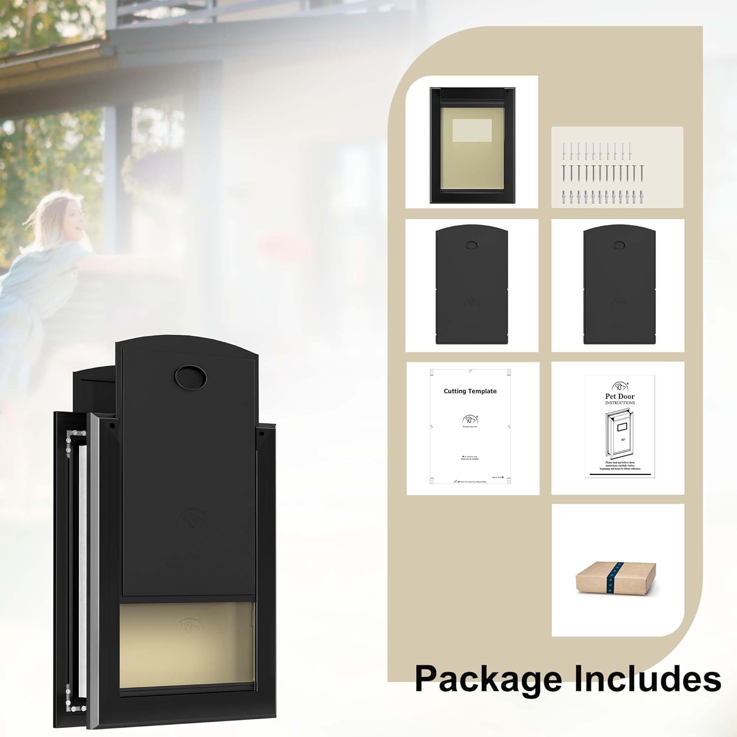 Heavy Duty Aluminum Dog Door for Exterior Door, Magnetic Double Flaps for Large Dog with a Large Soft Flap Combination