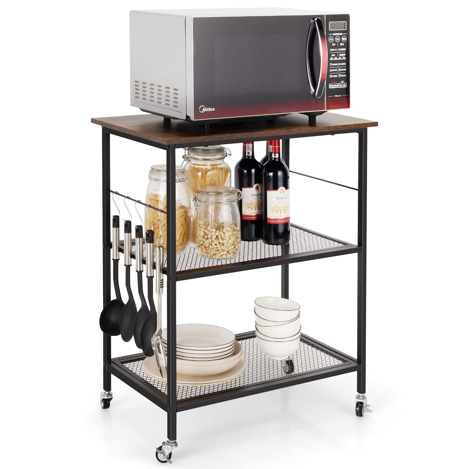 Buy Giantex 3 Tier Kitchen Bake’s Rack, Rolling Microwave Cart