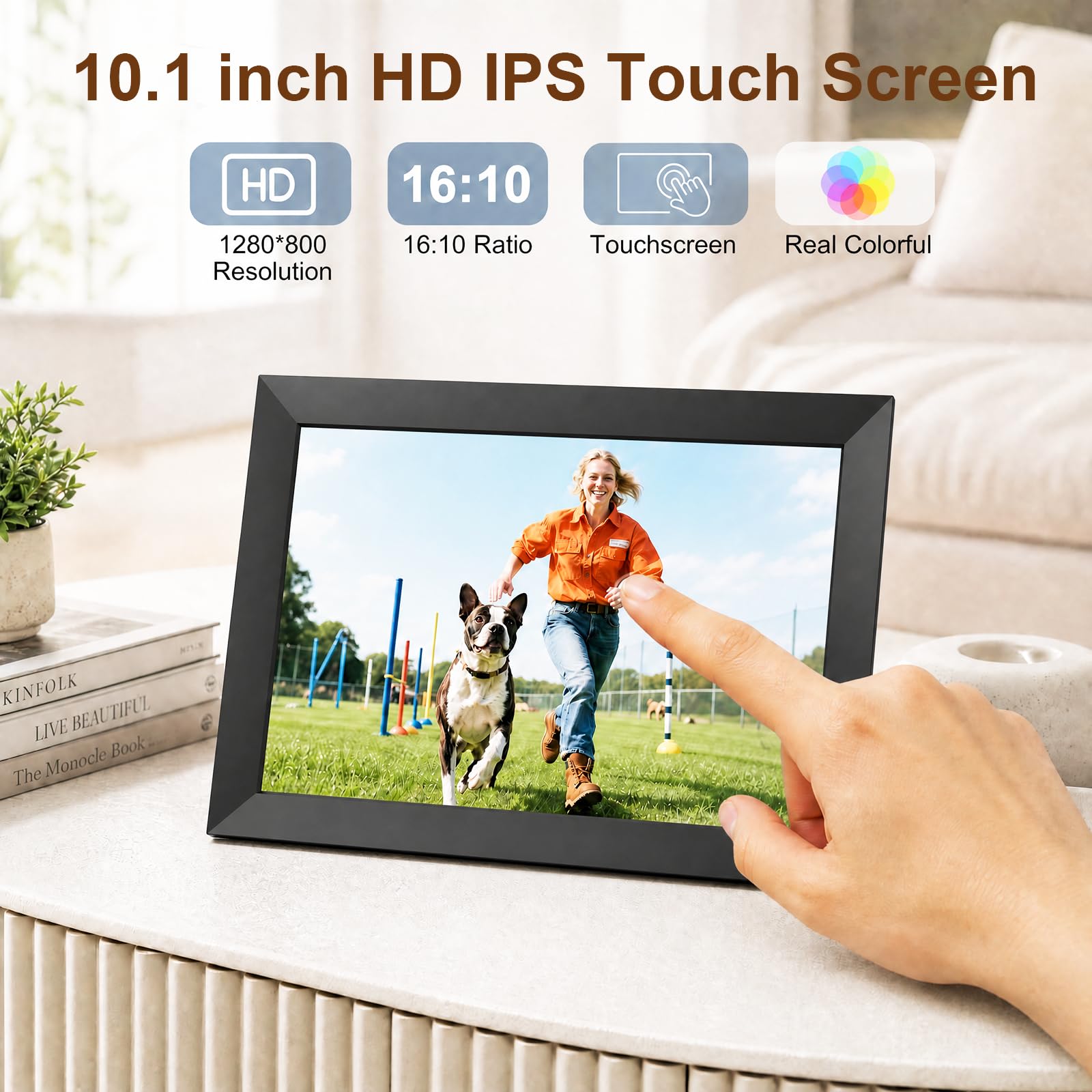 Cadre Photo numérique de 10,1 Pouces, Cadre Photo numérique avec écran 1280 x 800 HD IPS, Rotation Automatique, Installation Facile pour Partager instantanément des Moments Via
