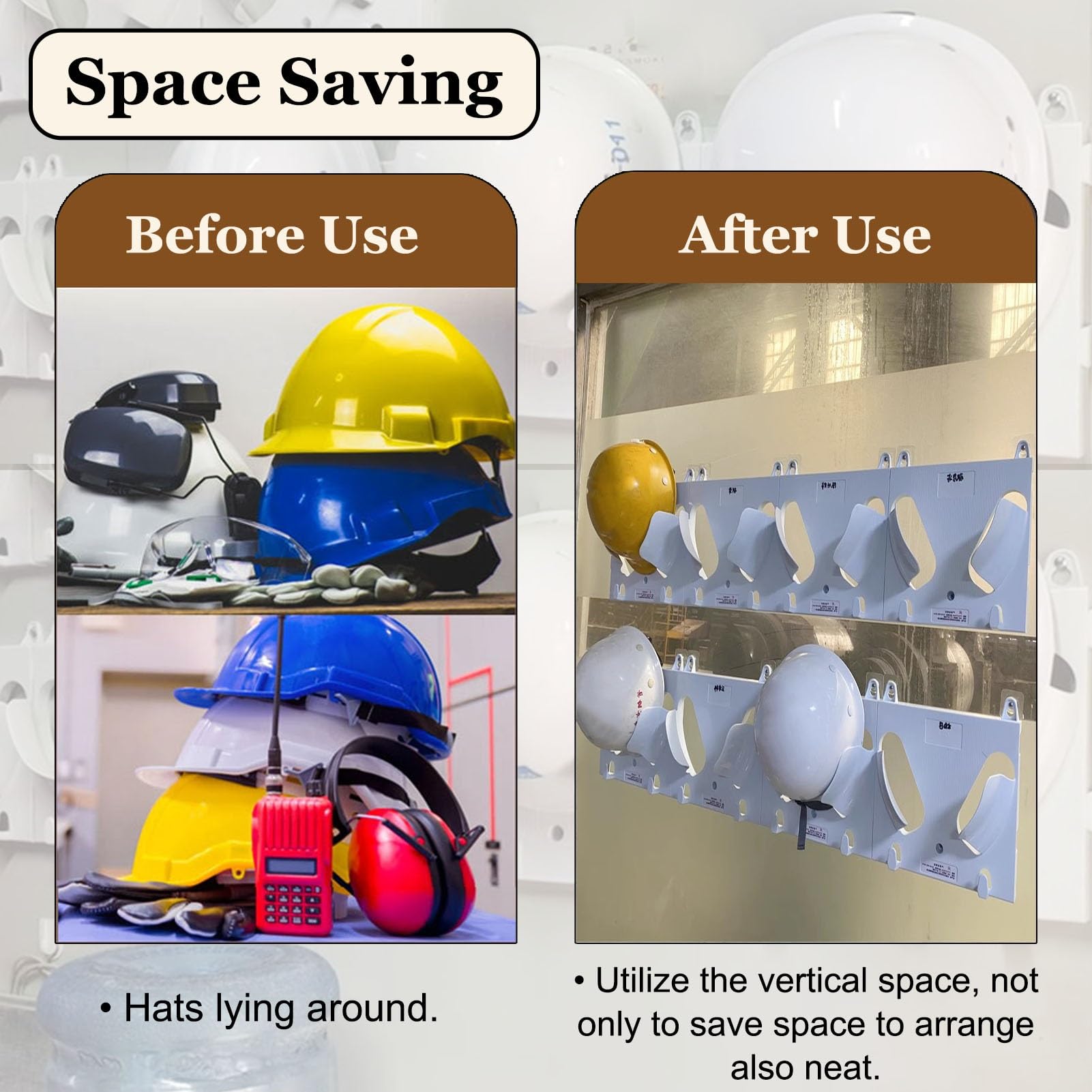 Soporte para Casco de Seguridad Soporte Empalmable para Casco Sin Taladrar, Organizador para Casco de Construcción, Soporte para Casco para Oficina en Casa, Ahorra Espacio(White,20pcs)