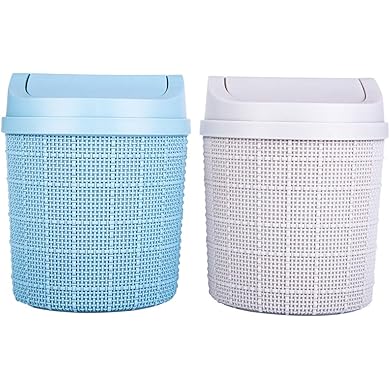 Dacitiery Mini papelera de escritorio con tapa extraíble, mini papelera