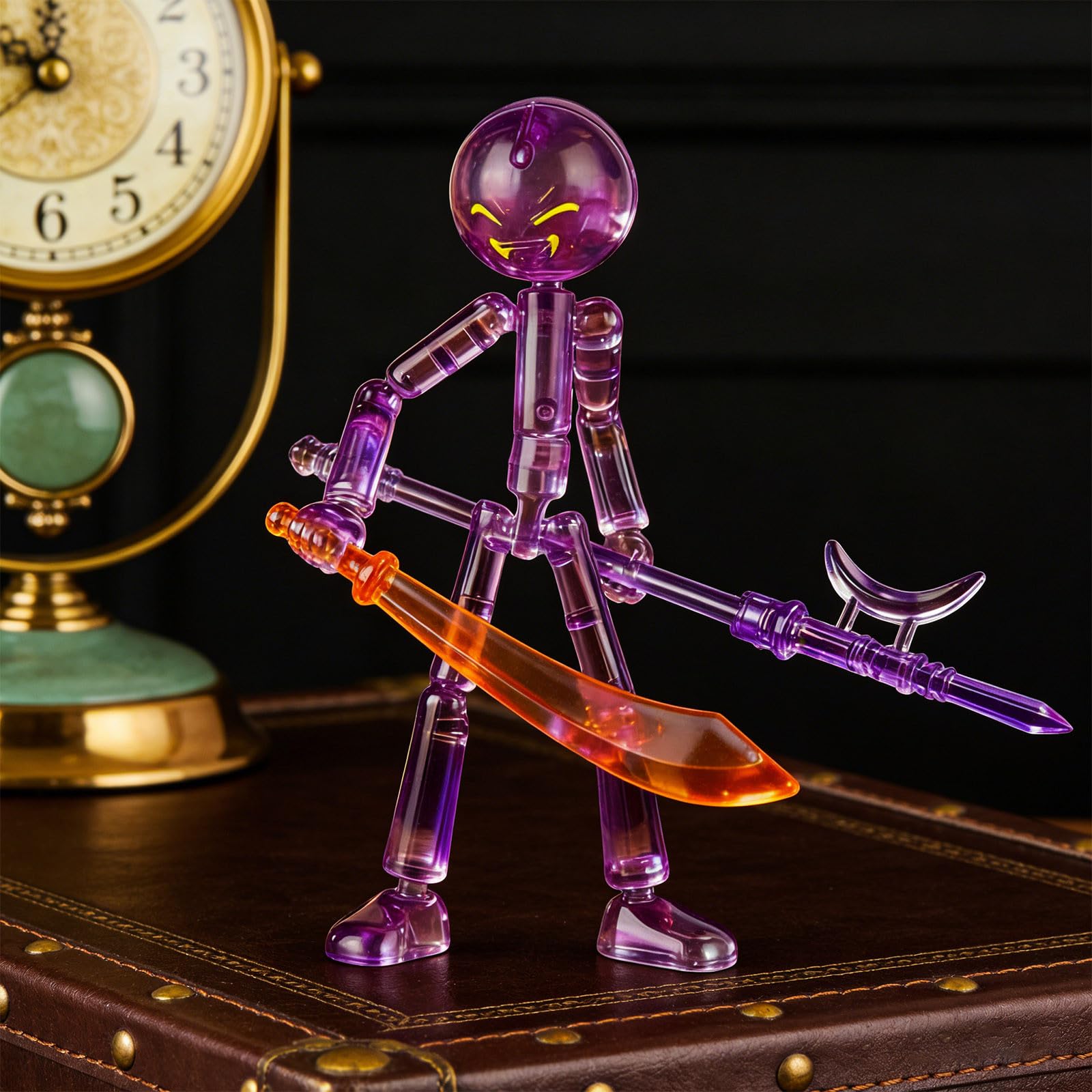 DIY Action Figures Building Set with 7 Weapons, Multi-Jointed Movable Robot Figure Kit, Stop Motion Animation Figures for Creative Play, Full Body Mechanical Doll Assembly Toy (Purple)
