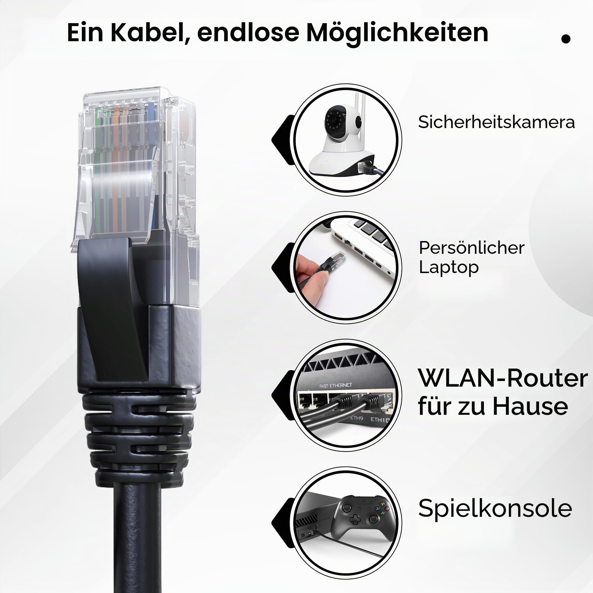 Mr. Tronic Außen wasserdicht 100m Ethernet Netzwerkkabel Cat 6, LAN Netzwerkkabel Für Schnelle & Zuverlässige Internet, AWG24 Massenkabel Cat 6, 1 Gbps 250 Mhz UTP CCA Bulk Kabel (100 Meter, Schwarz)
