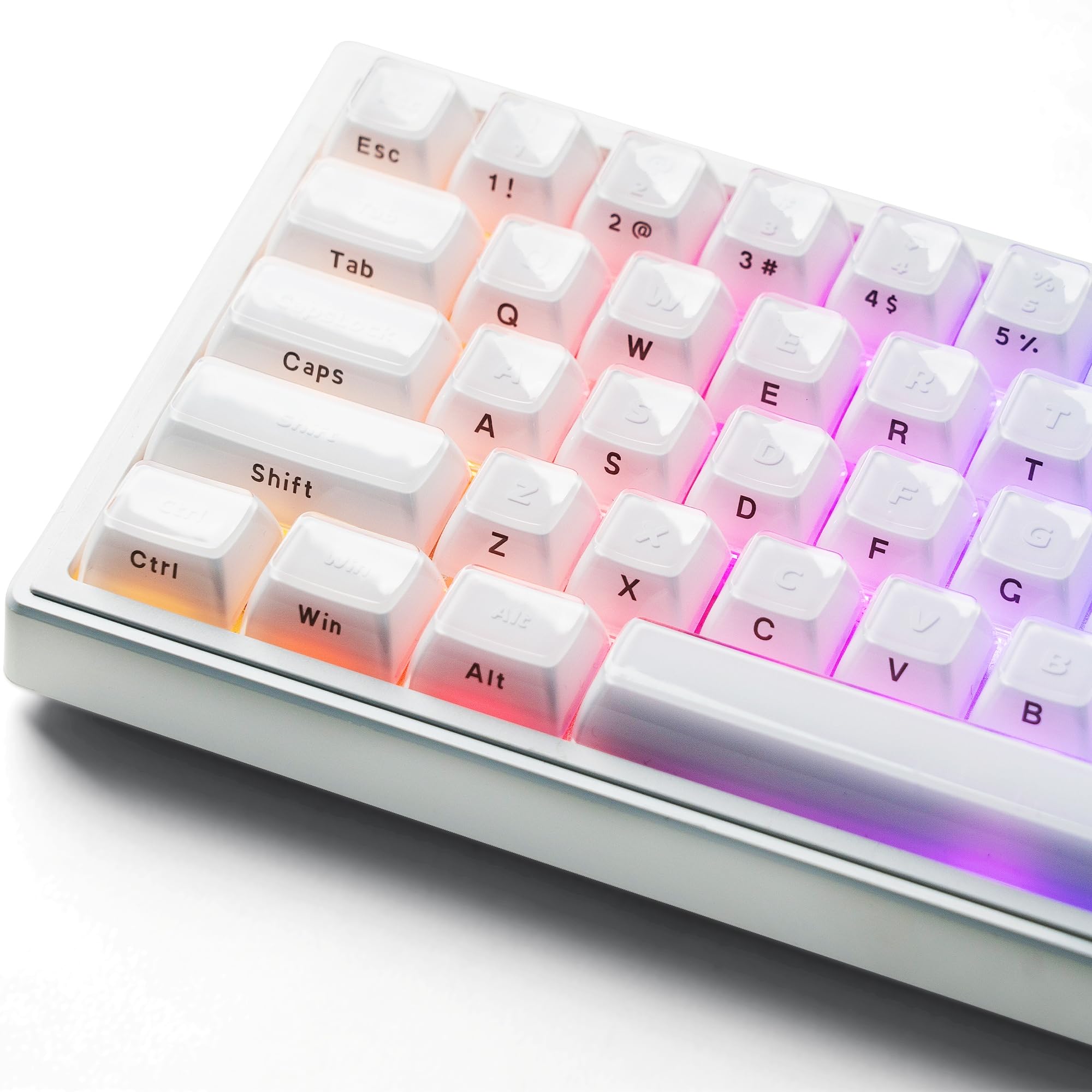 キーキャップ Womier ホワイトジェリーキーキャップ 3.0、メカニカルキーボード用、ステレオレリーフ OEM プロファイル、Cherry/Gateron MXスイッチ対応、60%・75%・100%キーボード用