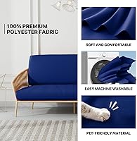 Vista 4 de MoNiBloom Funda elástica para futón individual, sin brazos, funda para sofá sin brazos, protector de muebles, funda lavable con cremallera