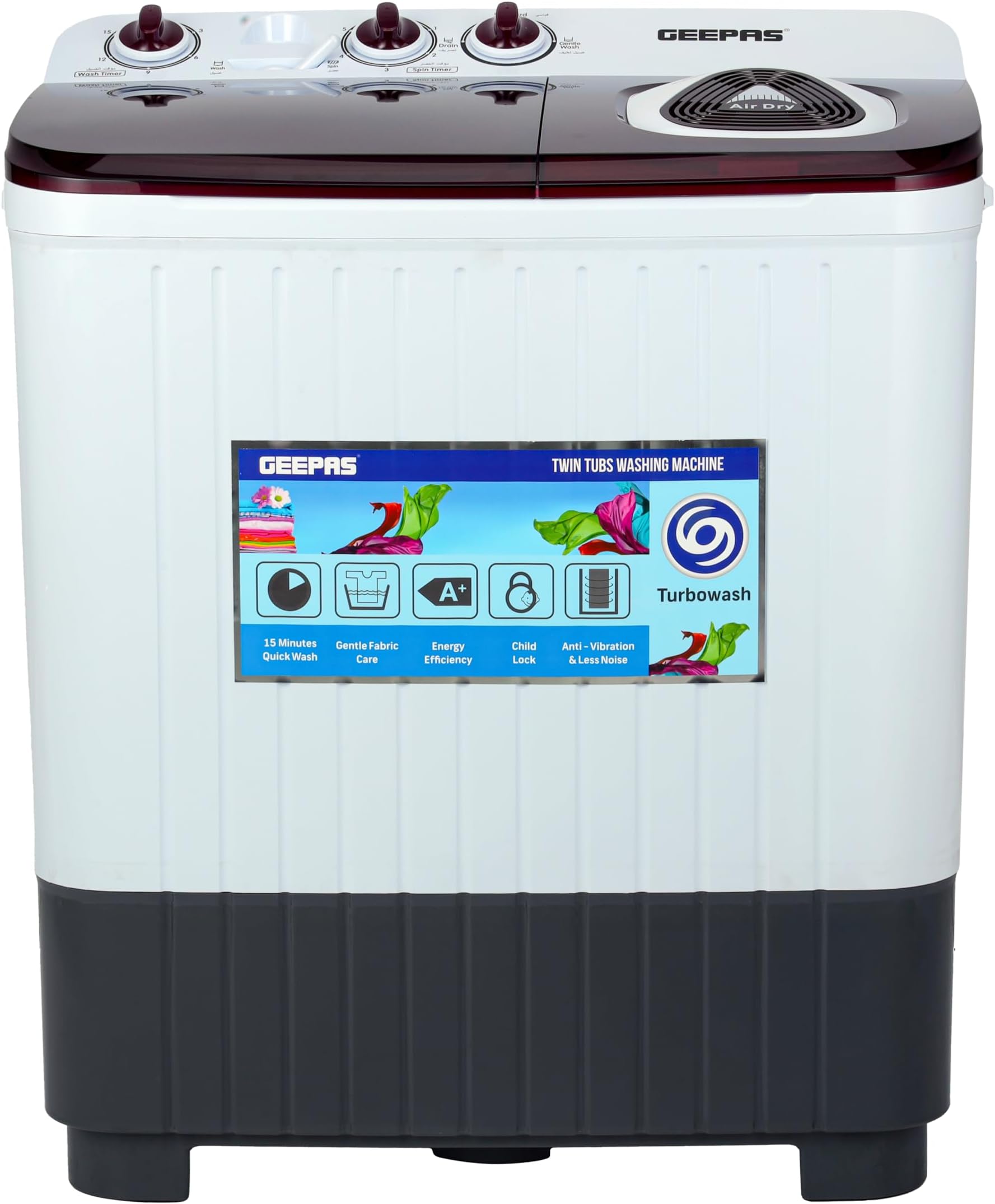 Geepas 7.0 kg Twin Tub Semi-Automatic Washing Machine- GSWM18046 ...