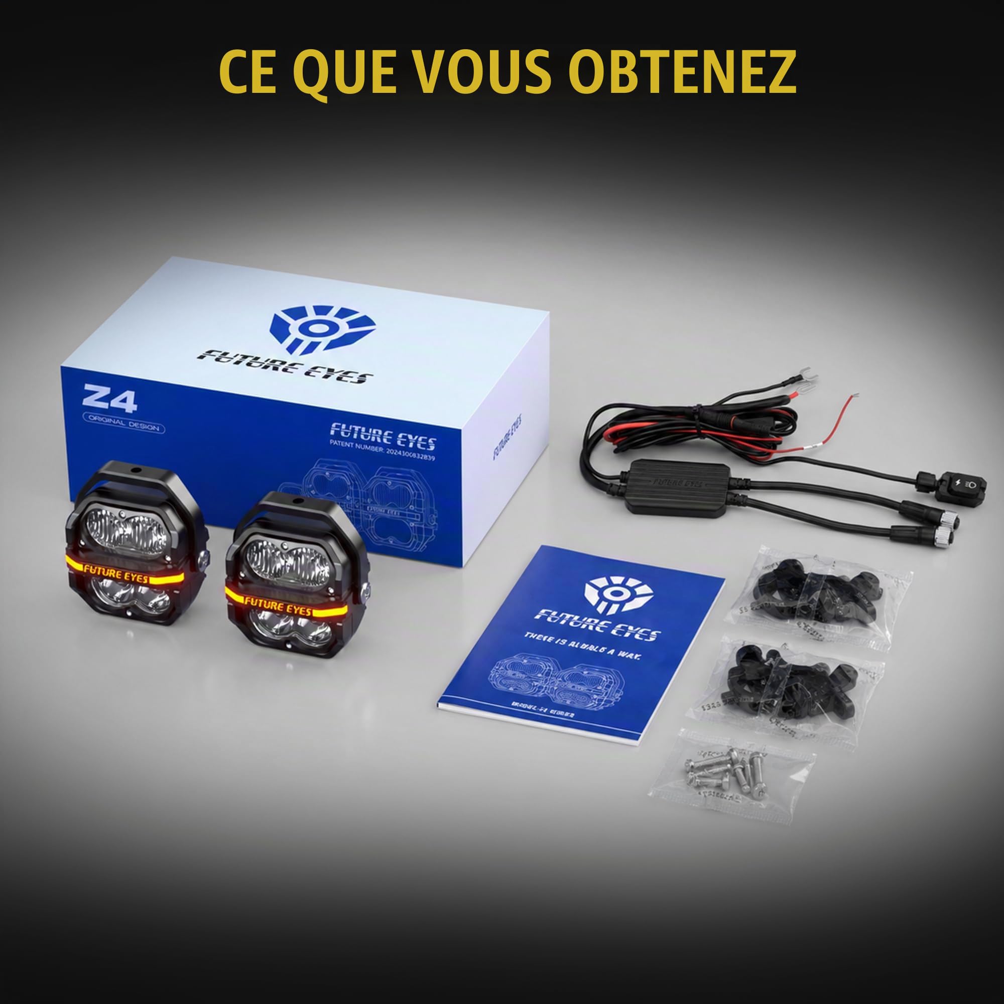 Future Eyes Z4 phare additionnel moto led feux auxiliaire moto homologué
