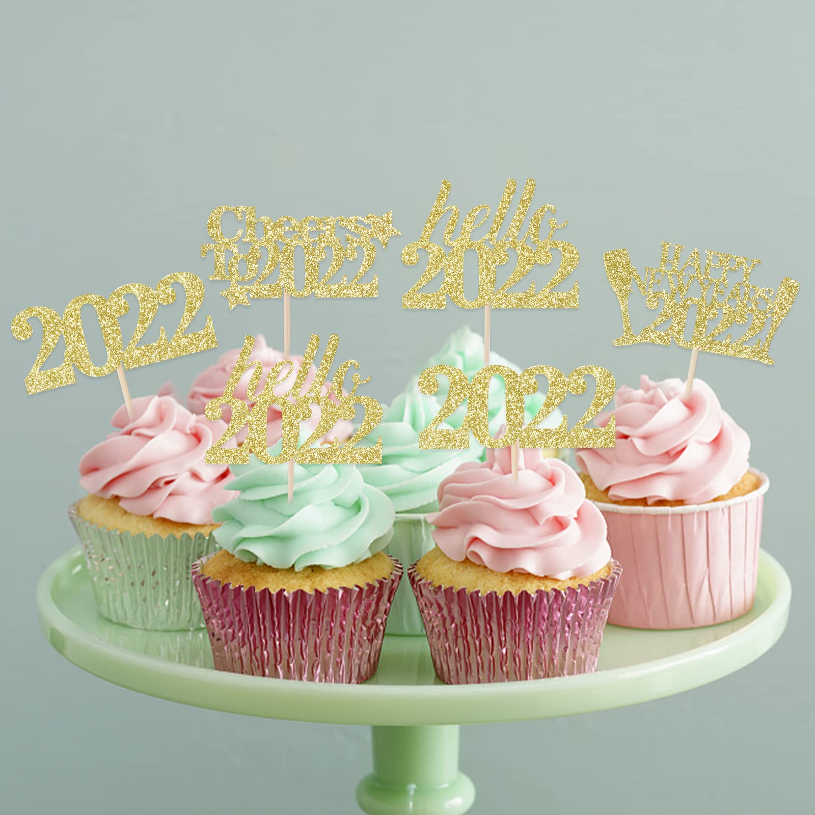 Hello 2022 Happy New Year 2022 Cheers to 2022 Cupcake Toppers Cake Food  Picks - New Years Eve Party Supplies 2022,Happy New Year Party Decorations  2022 : Toys & Games - Amazon.com