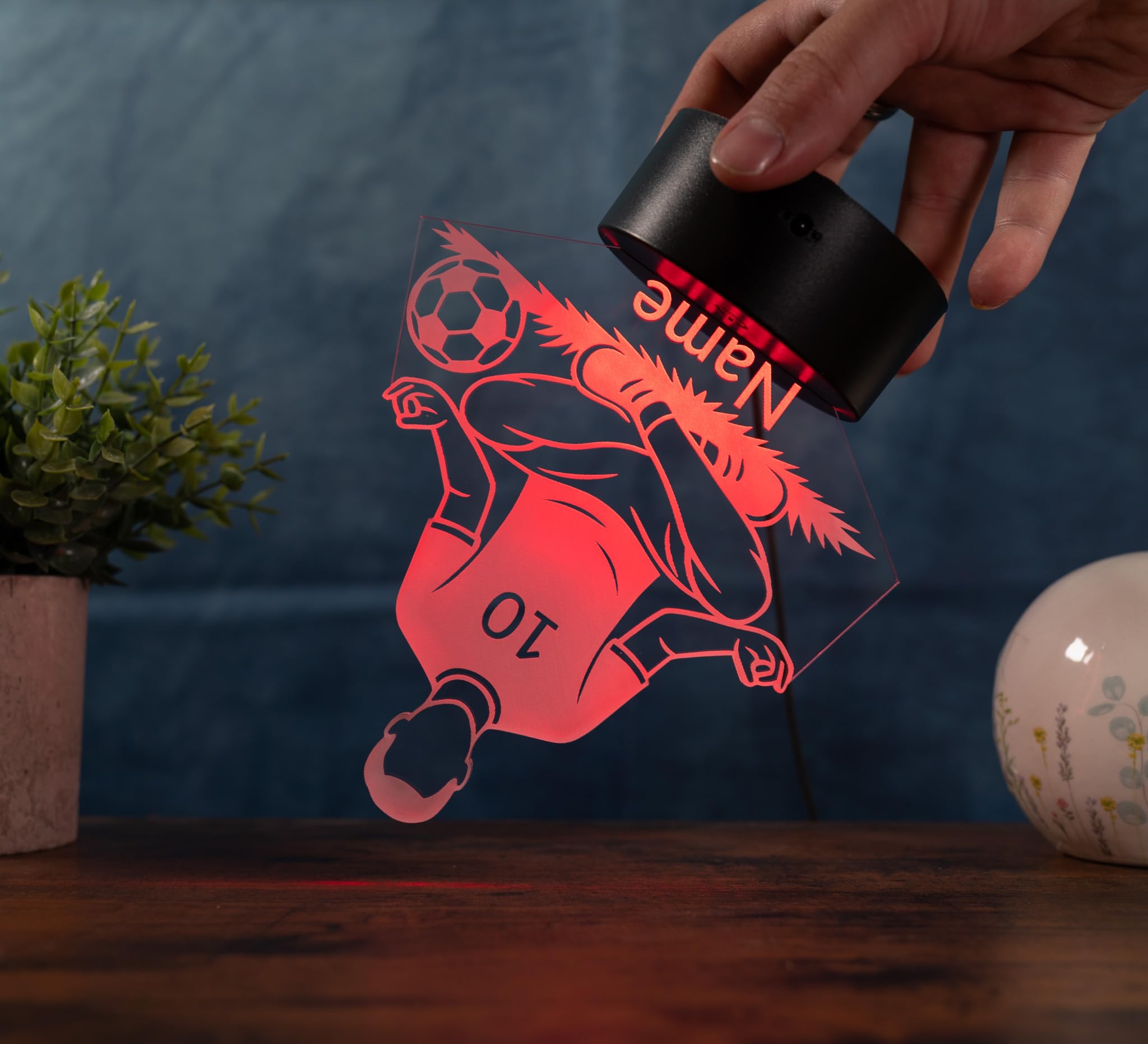 Lampada da calcio personalizzata, luce notturna a LED con nome e numero di maglia, regalo per la cameretta dei bambini, yoga, per ragazzi e appassionati di calcio