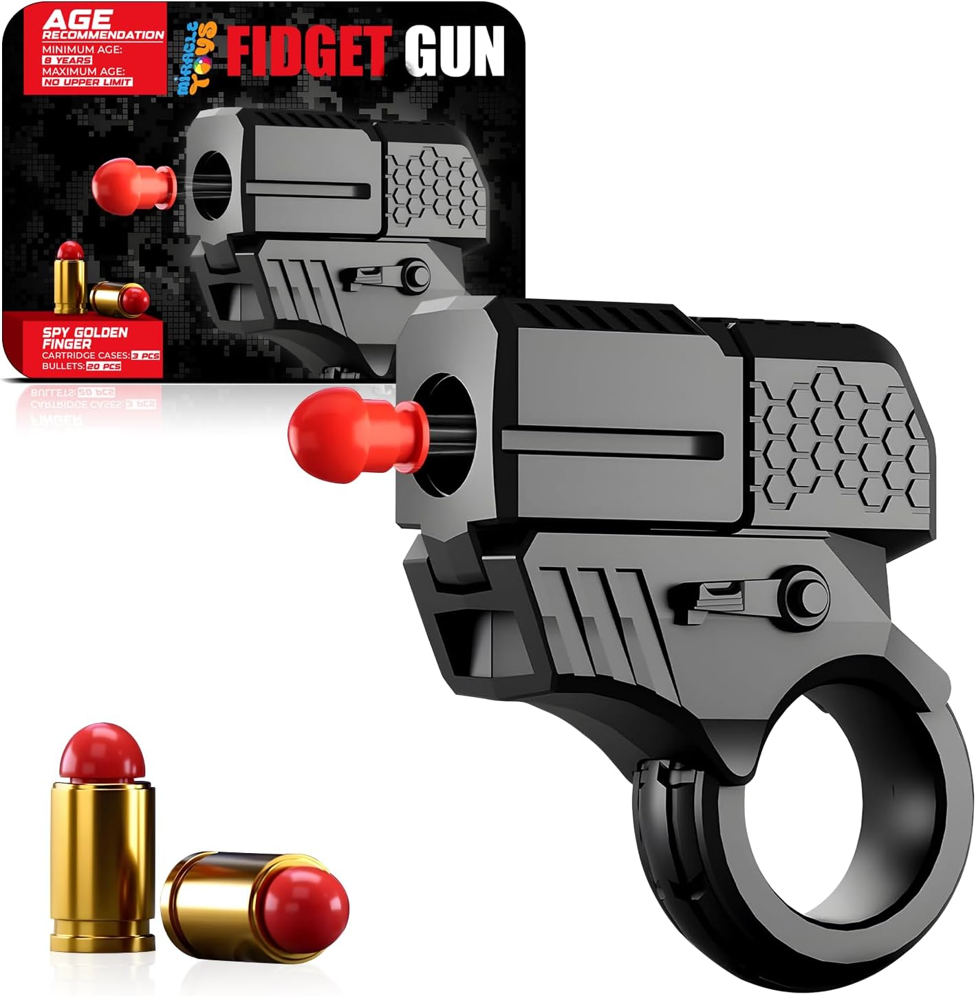 Fidget Gun for Adults and Kids, Stress Relief Gun Fidget Toy for ADHD, Anxiety & Focus, Portable EDC Alloy Steel Metal Fidget Toy with Shell Ejection for Fun, for Adults and Kids.