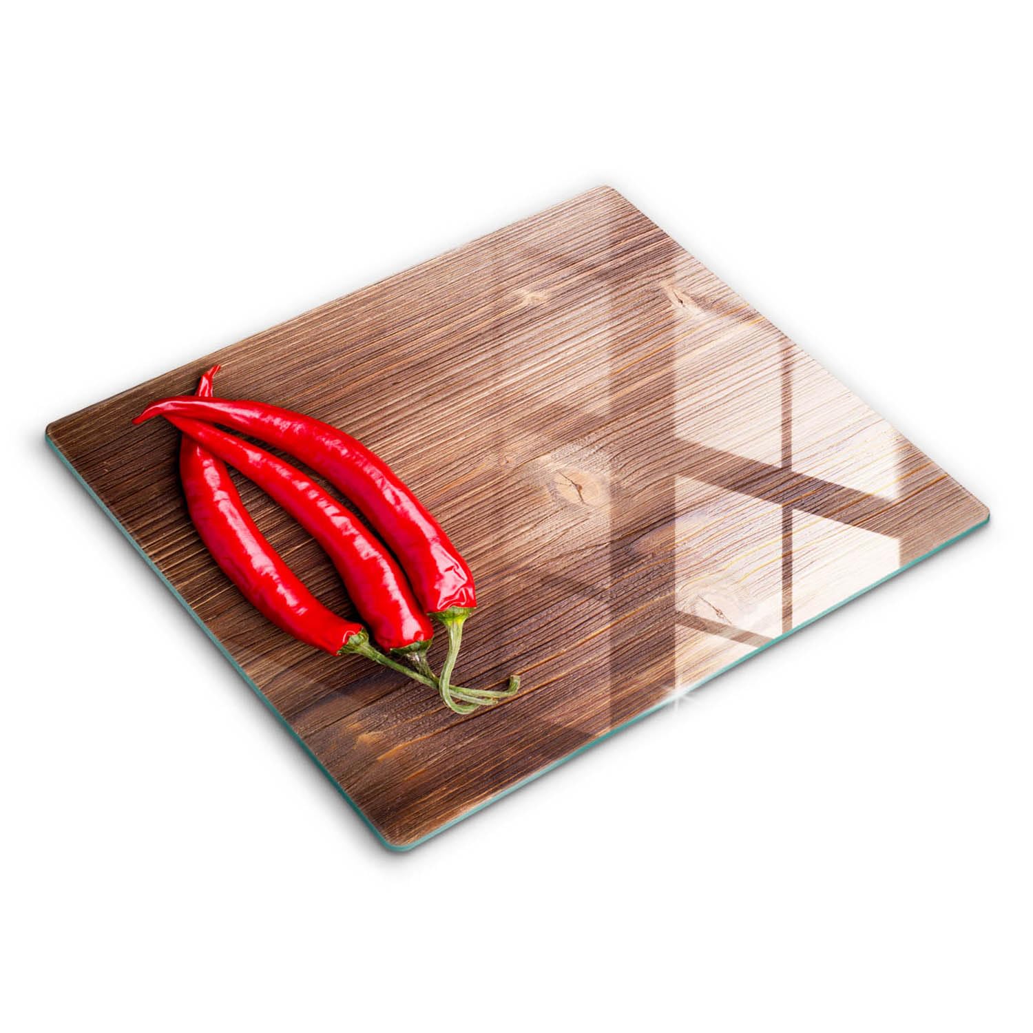 Plaque de protection induction haute résistance 60x52cm motif piment bois