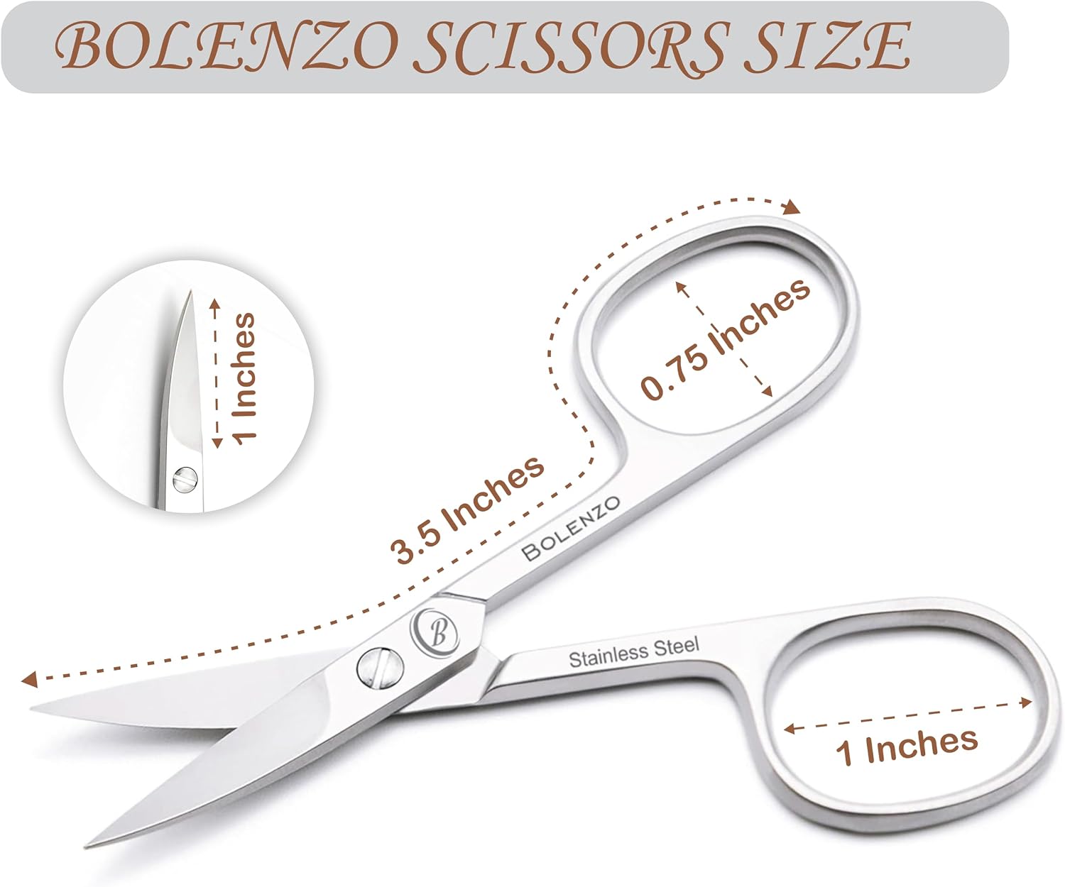 Nail Scissors Curved - High Carbon Stainless Steel Eyebrow Scissor for Eyelash, Nose Hair, Mustache, Beard, Toenail, Pedicure - Manicure Scissors for Men and Women (Nail Scissors)