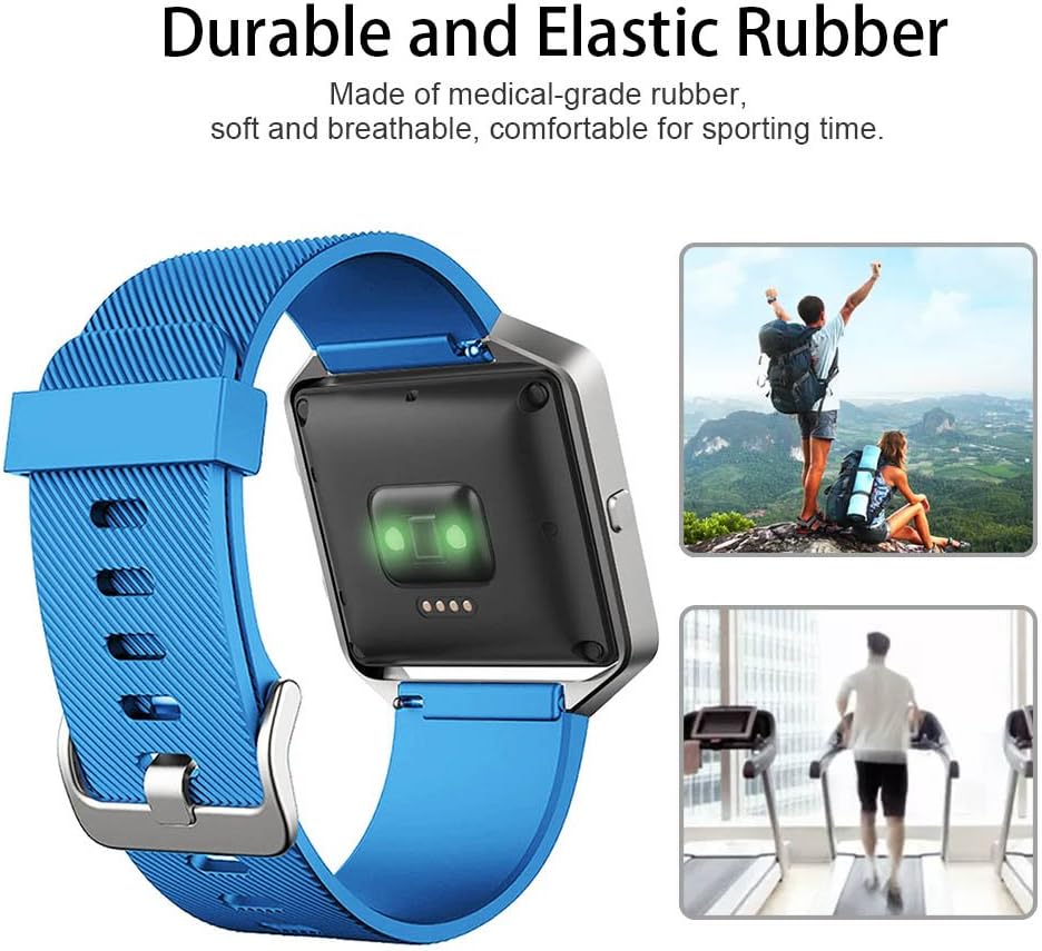 SKYLET Compatible with Fitbit Blaze Bands for Men Women, Silicone Replacement Bands Breathable Sport Strap Compatible with Fitbit Blaze Fitness Watch Women Men Black