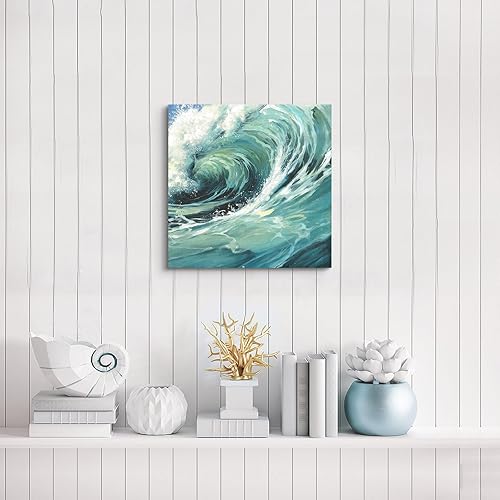 Miniatura 2 de arttitue Lienzo decorativo para pared, diseño de olas del océano, pintura de agua de mar, decoración de paisaje marino, decoración para baño, sala