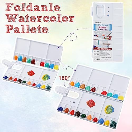 Miniatura 6 de Juego de 26 pinceles de pintura, 25 pinceles de pintura y 1 paleta plegable para adultos, juego de dibujo de artista profesional para acuarela al