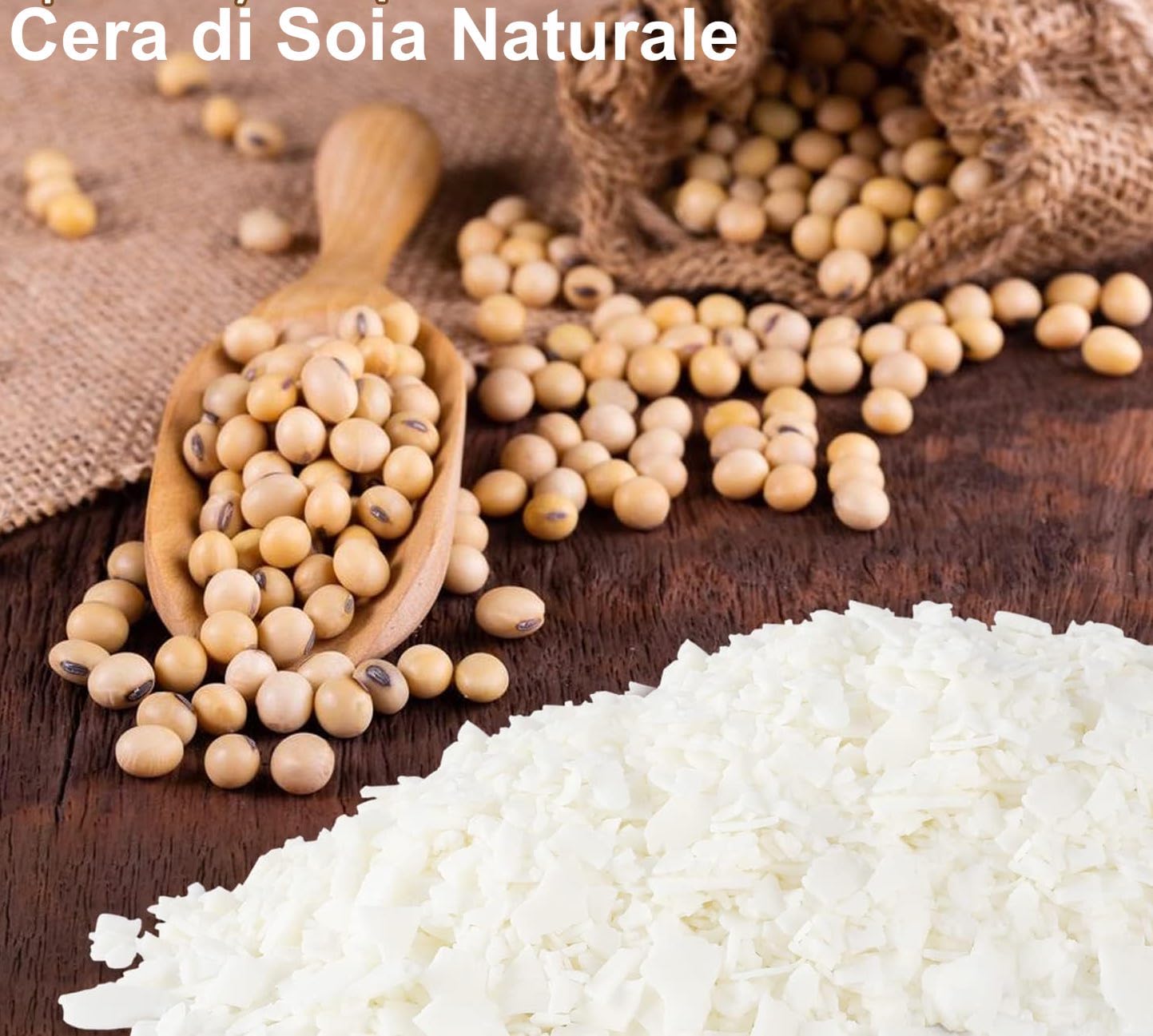 Cera di soia Premium - Varie Dimensioni - Cera di soia Ecologica 100% Naturale per Produzione di Candele Basso Punto di Fusione 45° (SACCHETTO KG 2)
