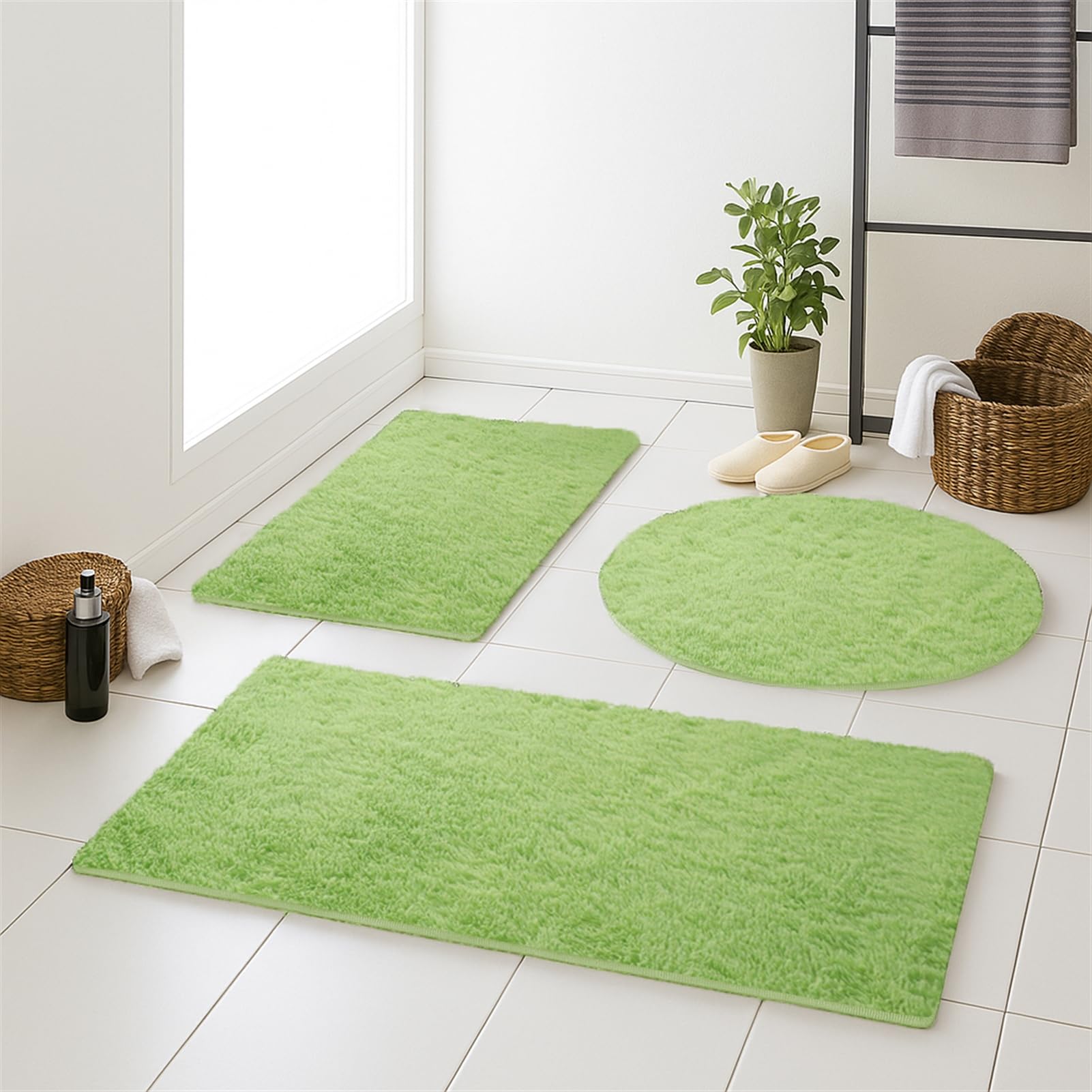 Tapis de bain antidérapant vert herbe 60x120cm pour douche