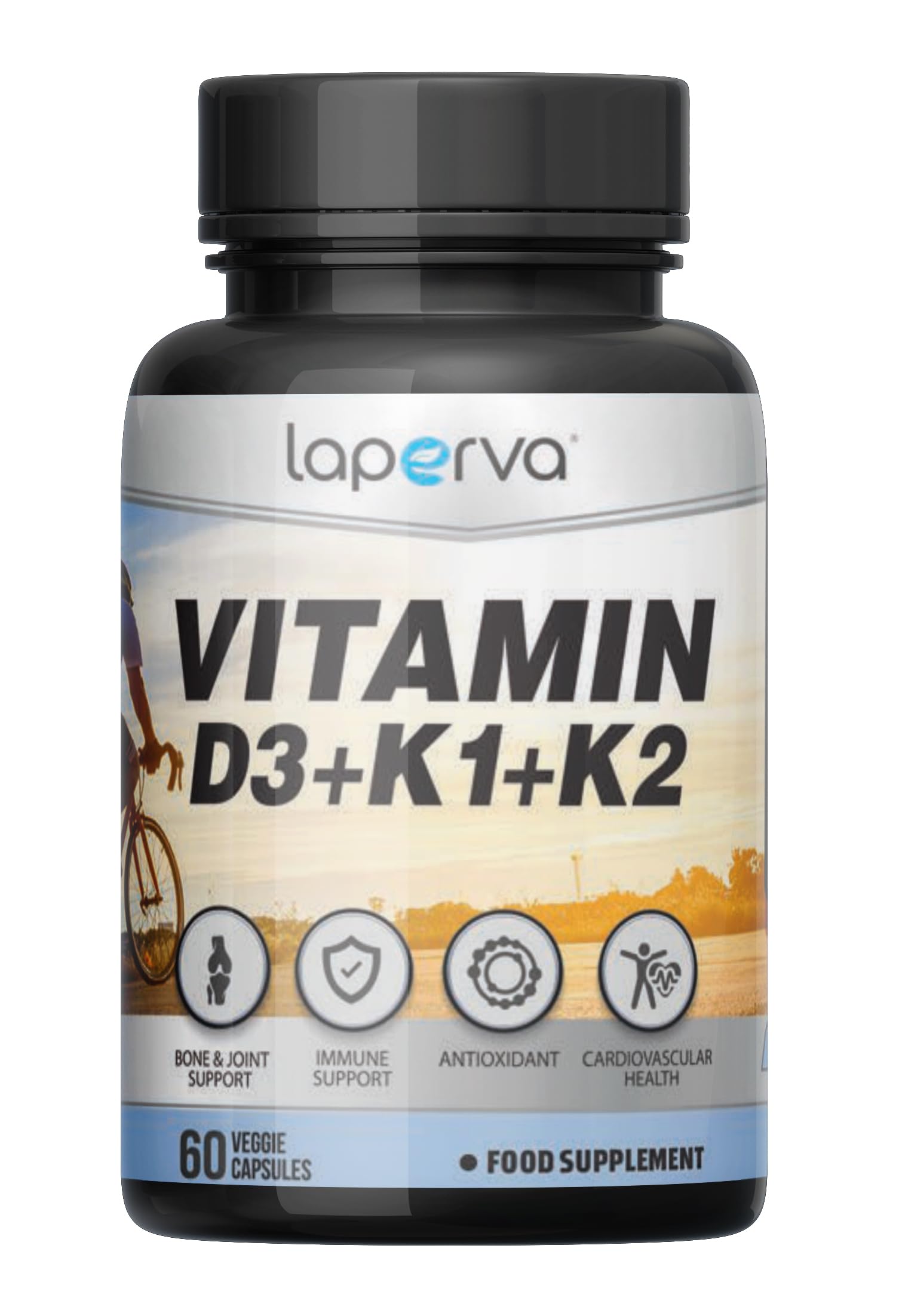 lapervaBone & Immune Health Complex - Vitamin D3 + K1 + K2 Veggie Capsules (60 Count) | Cardiovascular Support, Joint & Dental Wellness, Antioxidant Boost | Calcium Metabolism for Strong Bones
