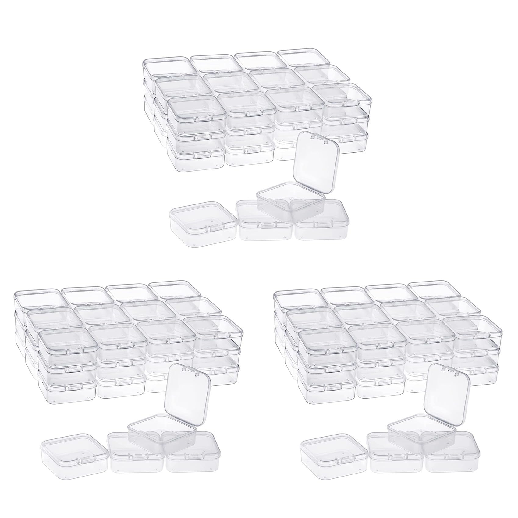 Hndhbfgrt 120 Pack Clear Plastic Beads Storage Containers Box with Hinged Lid for Small Items, Beads (2.2X2.2X0.79In)