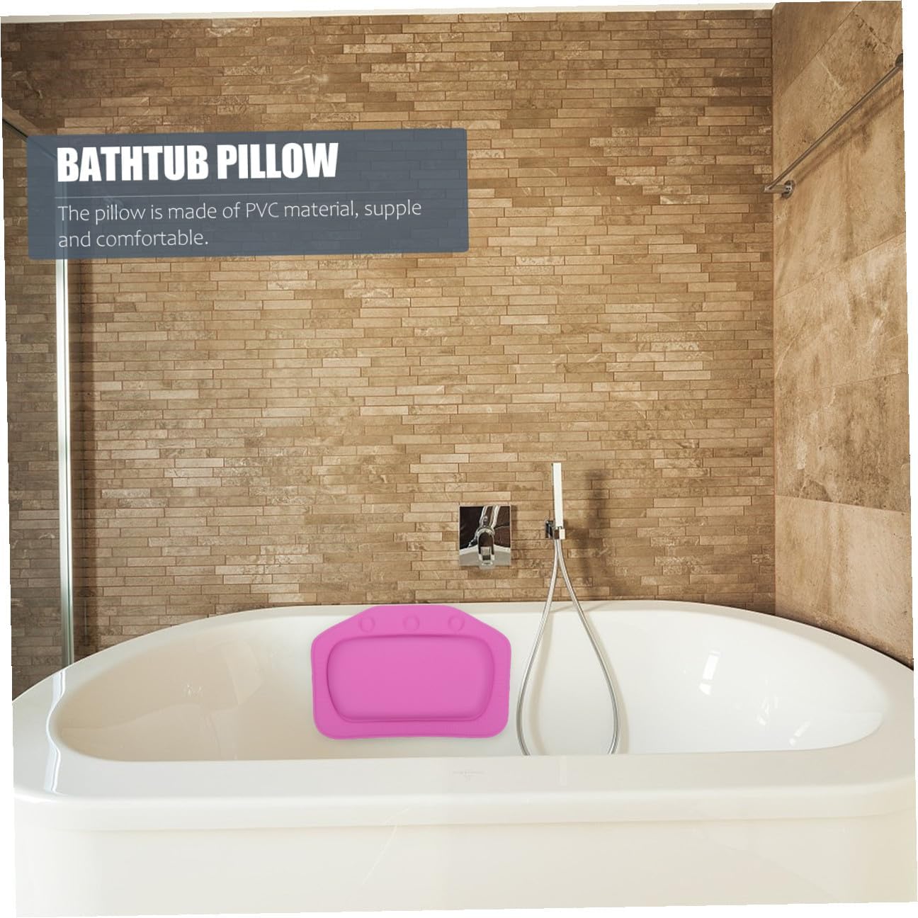Cabilock Bathtub Pillow with Suction Cups, PVC Foam Bath Neck and Head Rest Cushion, Household and Hotel Spa Bath Accessory, Purple Textured Surface for Comfortable Bathroom Relaxation