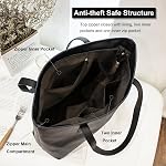 FITDON Sac de rangement avec zip pour les femmes, PU Poignée en cuir Sacs à main Mesdames Sac à épaule pour le travail Voyage scolaire Shopping