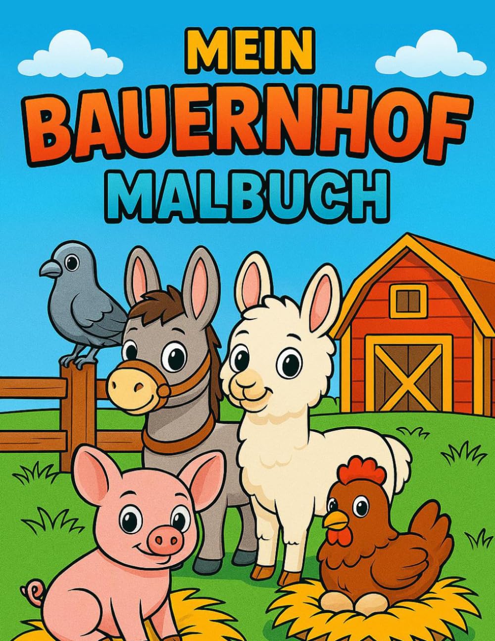 Mein Bauernhof Malbuch: Einfaches und niedliches Malbuch rund um den Bauernhof – Ideal für kleine Künster*innen in Kindergarten und Vorschule (Kindmalbücher)