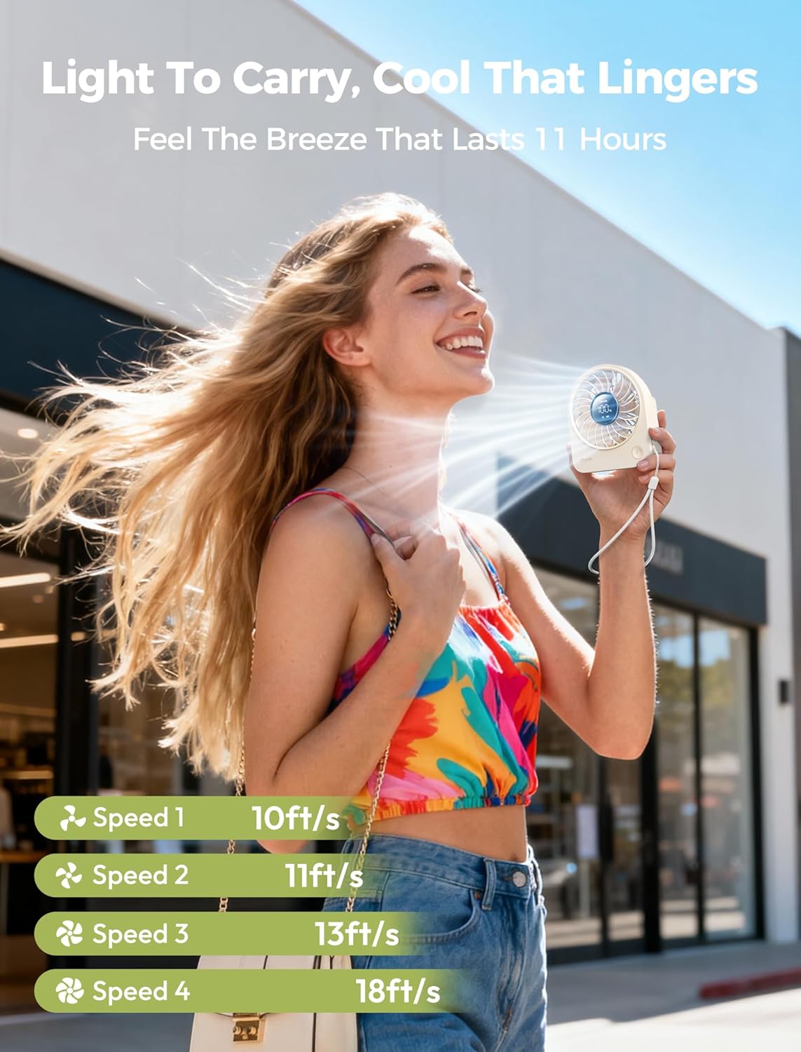 Aecooly Mini Portable Fan, Small Enough to Hold USB Desk Fan, 4 Speeds Quiet Rechargeable [11H Max Cooling Time], 180° Adjustable Battery Powered Personal for Travel, Office, Gifts for Women -Beige