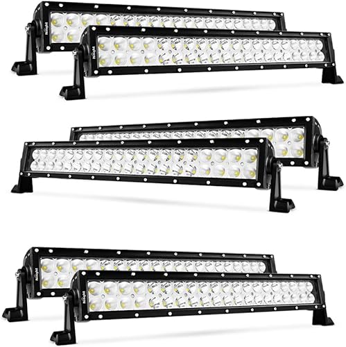Nilight - Juego de 6 barras de luz LED de 22 pulgadas de 120 W para luces de trabajo combinadas, luces de conducción, luces antiniebla, iluminación