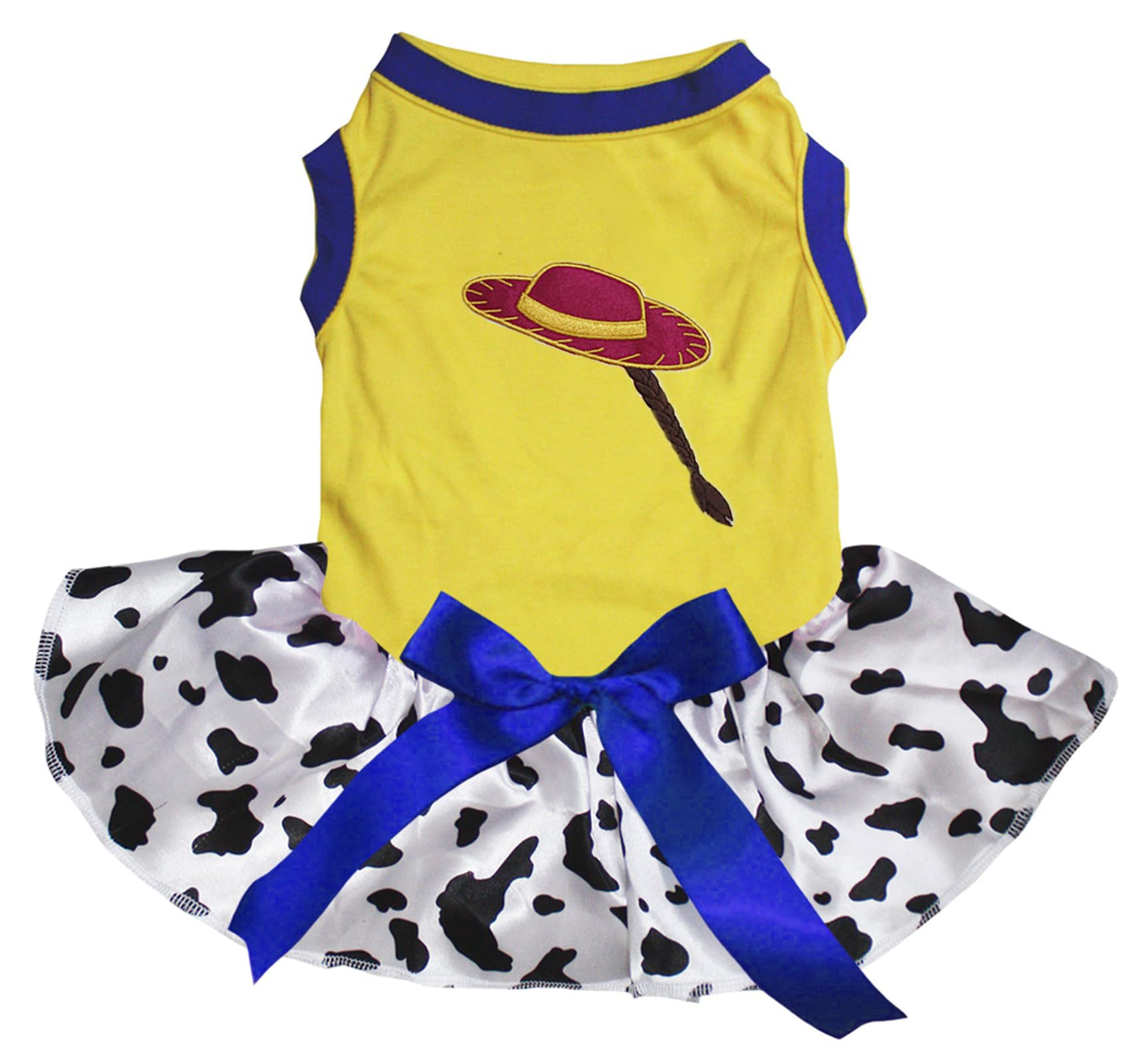 Chapeau de cowgirl et robe de chien jaune pour fêtes et photos canines S