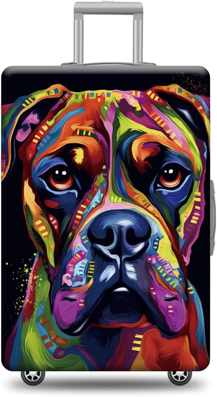 Personalized Dog Luggage Cover Boxer Dog Suitcase Cover Funny Animal Travel Luggage Covers Washable Elastic Suitcase Baggage Protector For Pet Lovers Style 3