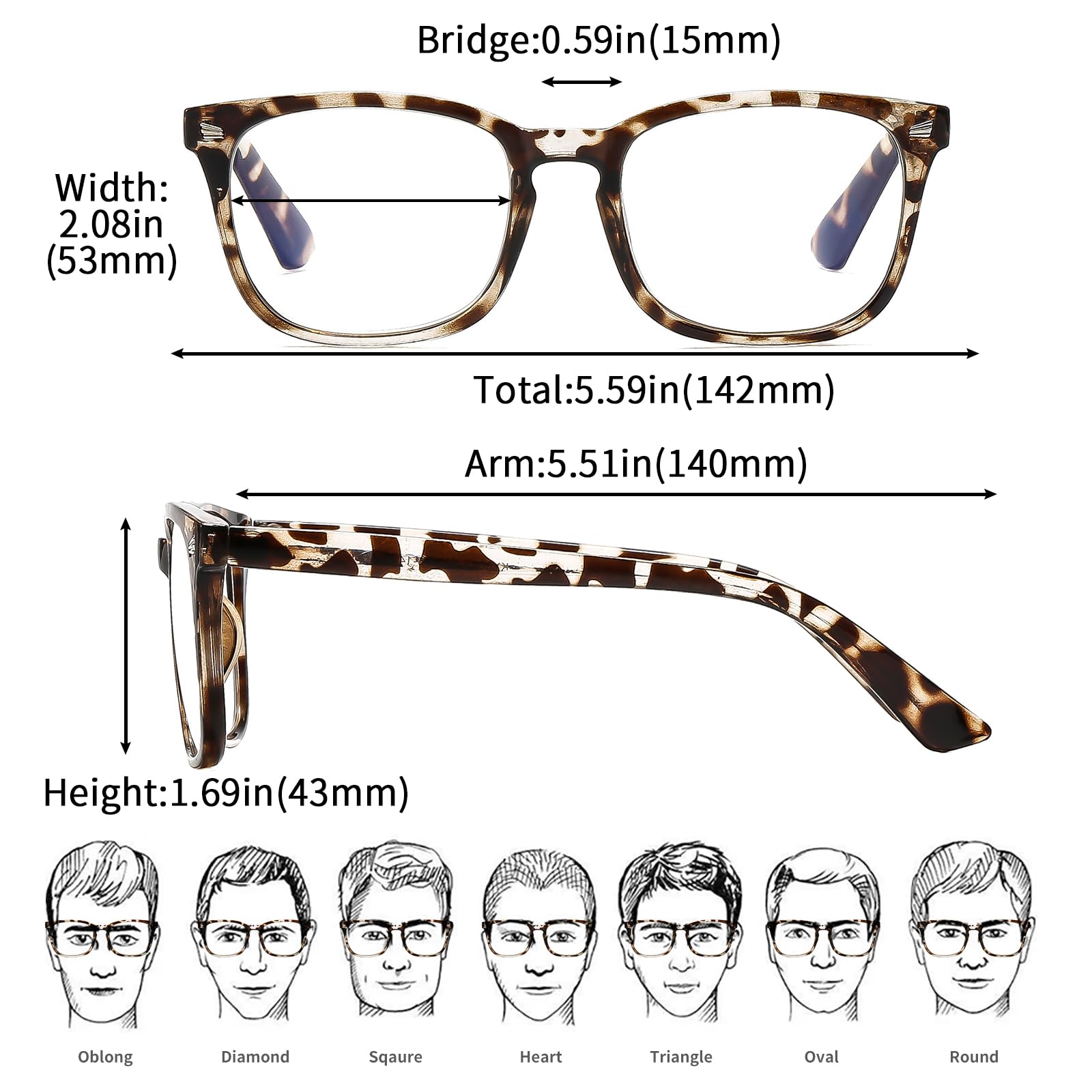 Lunettes de Vue de Loin Lumière de Mode Anti Bleu Distance Lunettes de Vue Anti Bluper Femme Homme