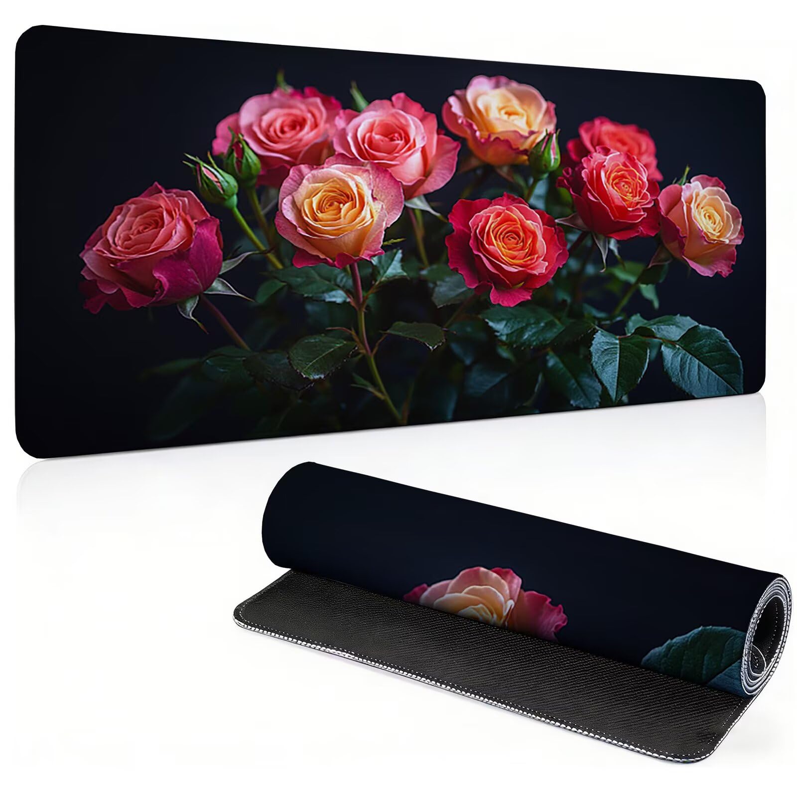 Podkładka pod mysz do gier 1200 x 600 mm - czarna różowa pod biurko, 0c0