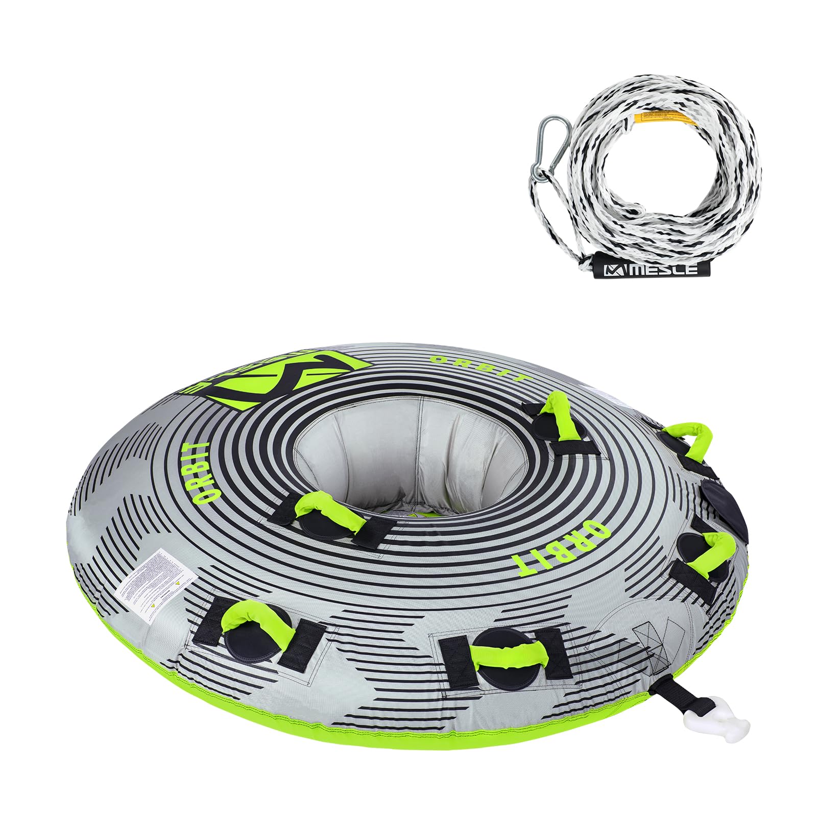 Mesle Funtube Orbit, Set mit Leine, 1-2 Personen Wasserreifen aufblasbar, Towable Tube Wassersport für Kinder & Erwachsene, Schleppring für Boot & Jetski, Schleppreifen zum Ziehen