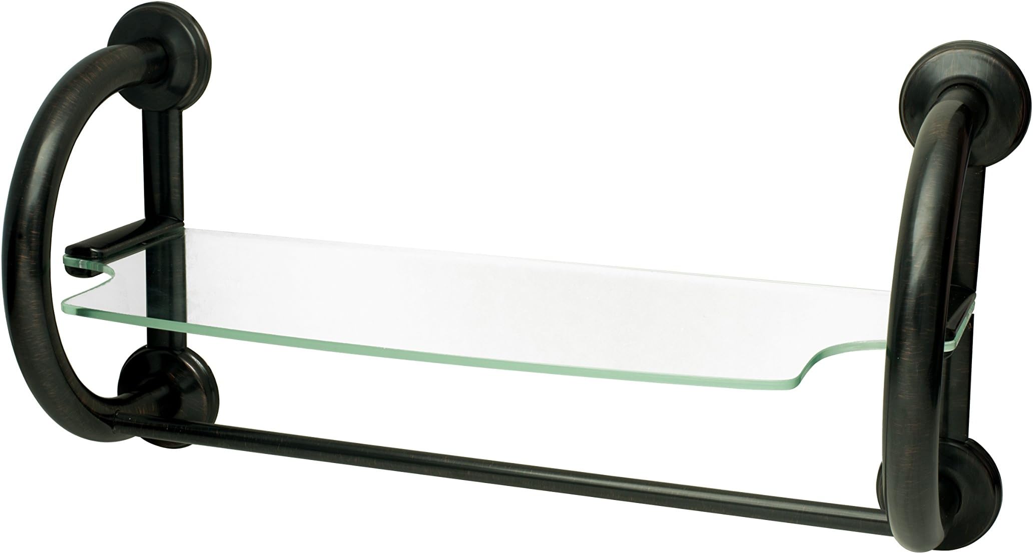 Grabcessories 61037 2-in-1 Grab Bar Towel Shelf with Free Hollow Wall Anchors (4), Oil Rubbed Bronze