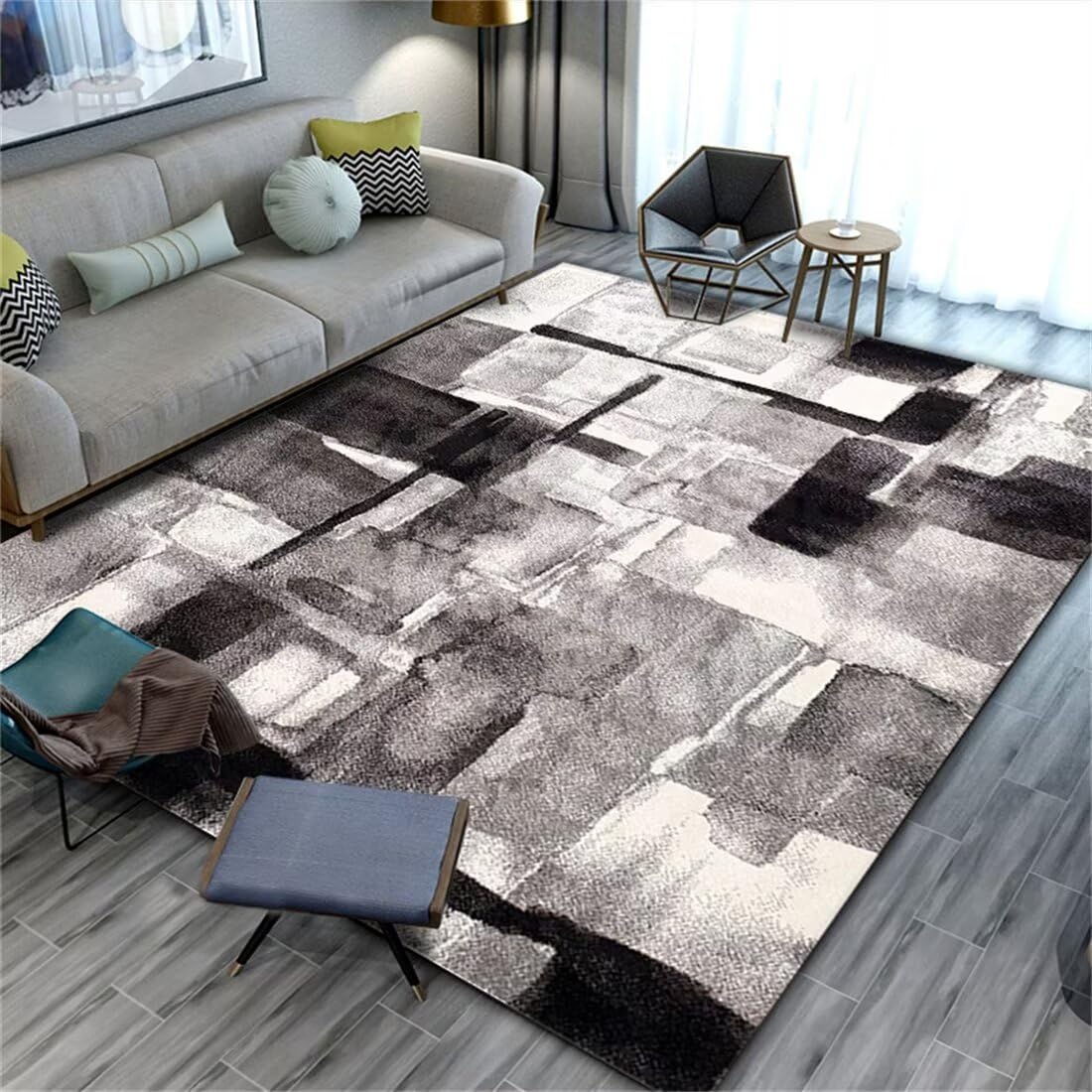 Tapis chambre bébé fille gris 140x200 cm moderne et doux pour salon
