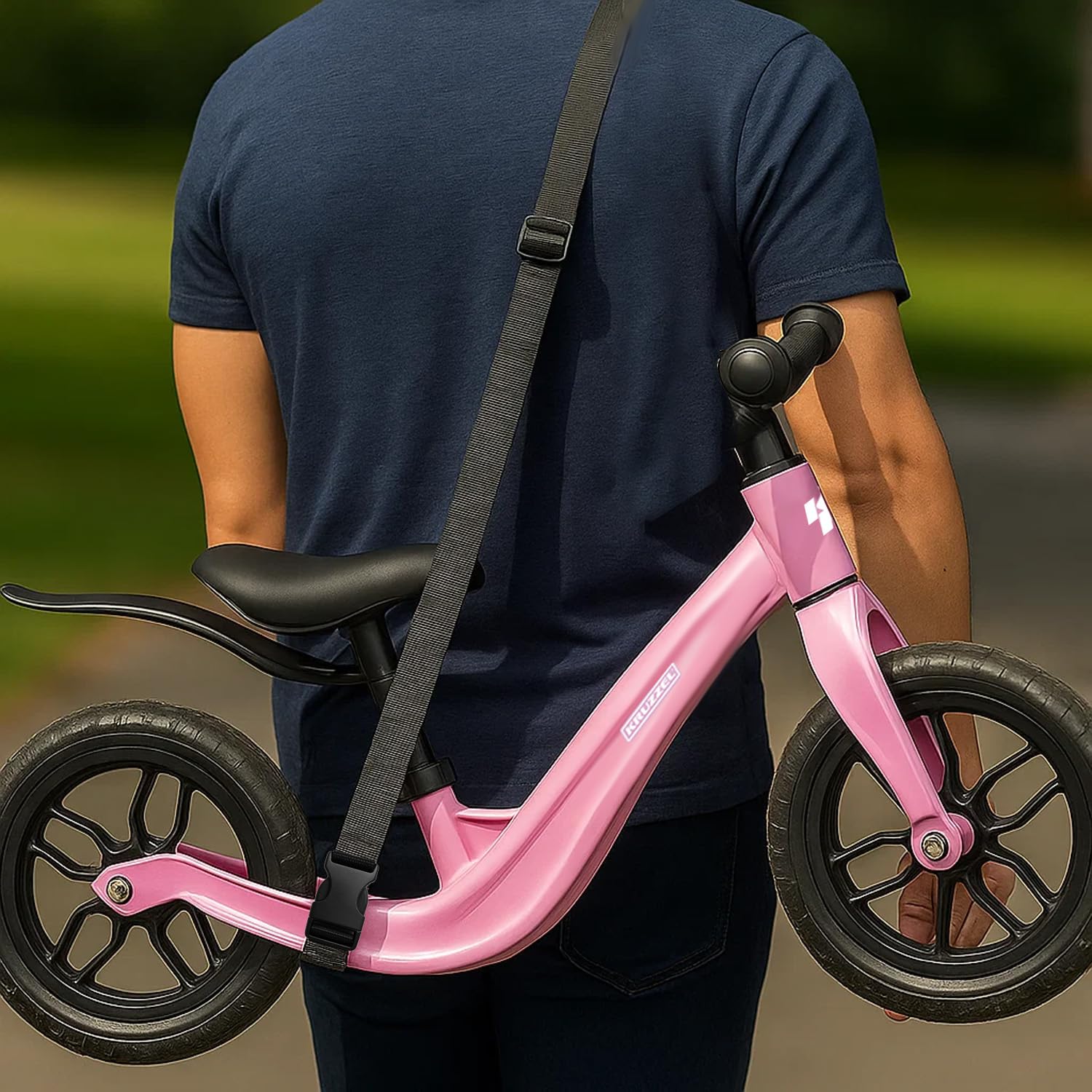 KRUZZEL Rowerek do nauki chodzenia dla dzieci od 2 lat – ultralekki rower Balance Bike z ramą magnezową, opony EVA 12", pasek do noszenia – idealny dla dziewcząt