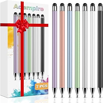 Stylus (7 Pcs), 2-in-1 Stylus Pen for Touch Screen, High Precision and Sensitivity, Suitable for iPad/iPhone/Samsung/Android Smartphone and Tablets, Compatible with All Touch Screen (Multicolor)