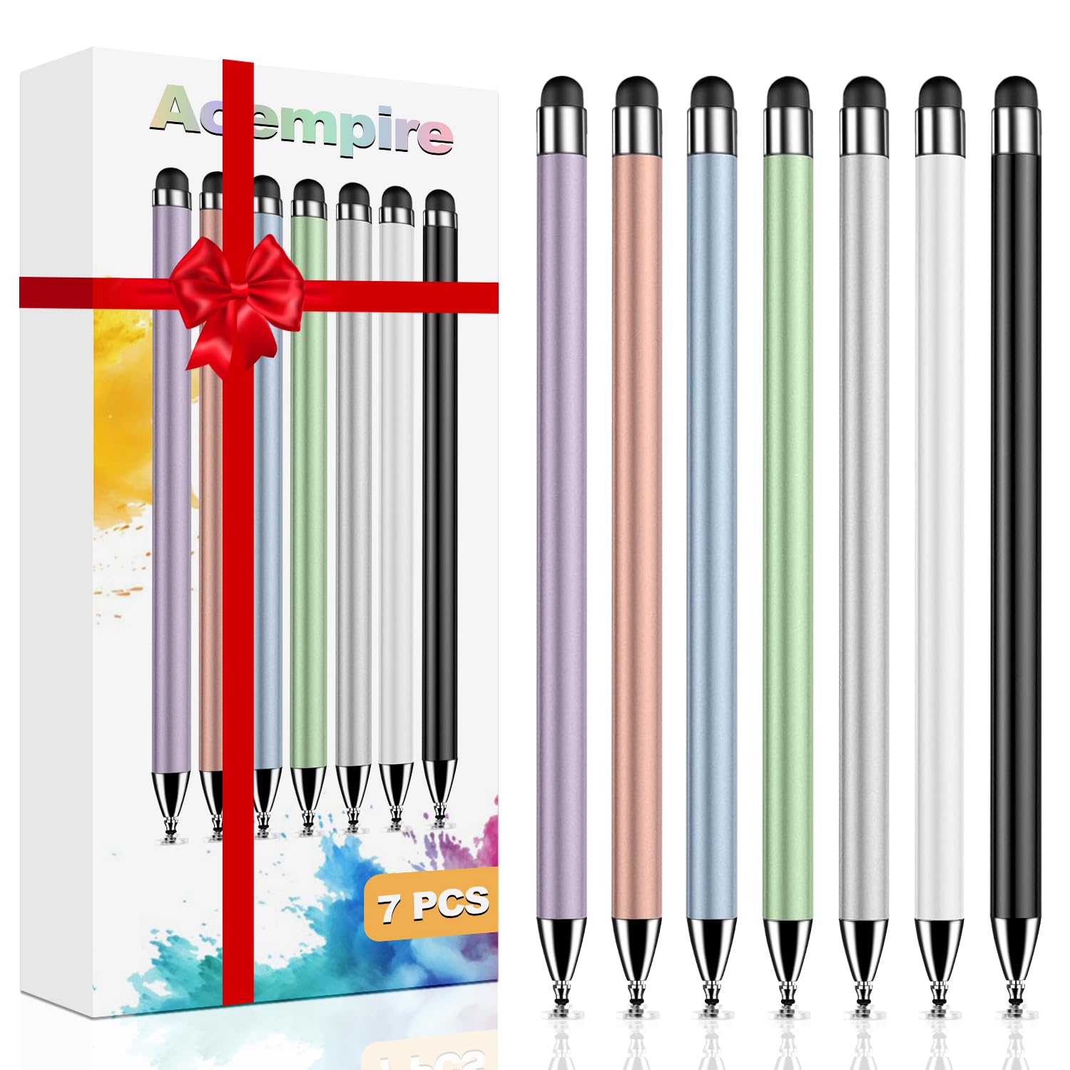 Stylus (7 Pcs), 2-in-1 Stylus Pen for Touchscreen, High Precision and Sensitivity, Stylus Pen for iPad, iPhone/Samsung/Android Smartphone and Tablets, Compatible with All Touchscreen