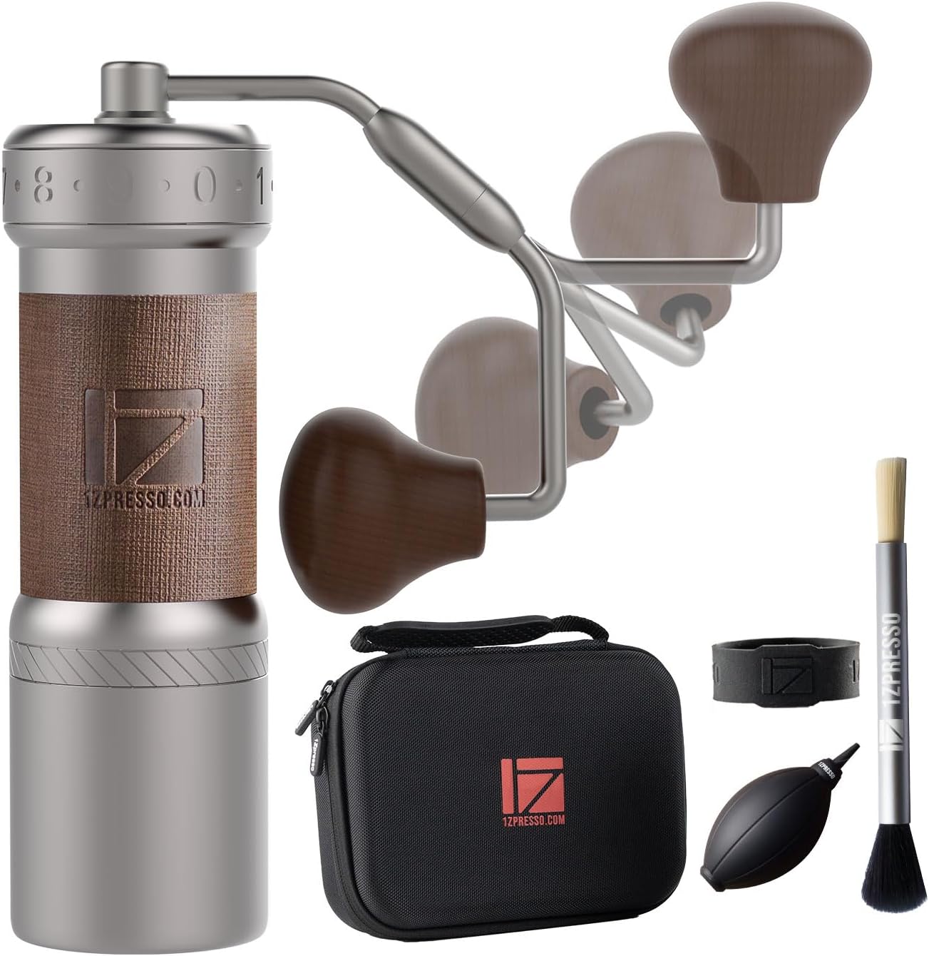 1Zpresso K-Ultra Manual Coffee Grinder with Assembly Consistency Grind Stainless Steel Conical Burr, Foldable Handle, Numerical External Adjustable Setting, All-Round Grinder (Silver)