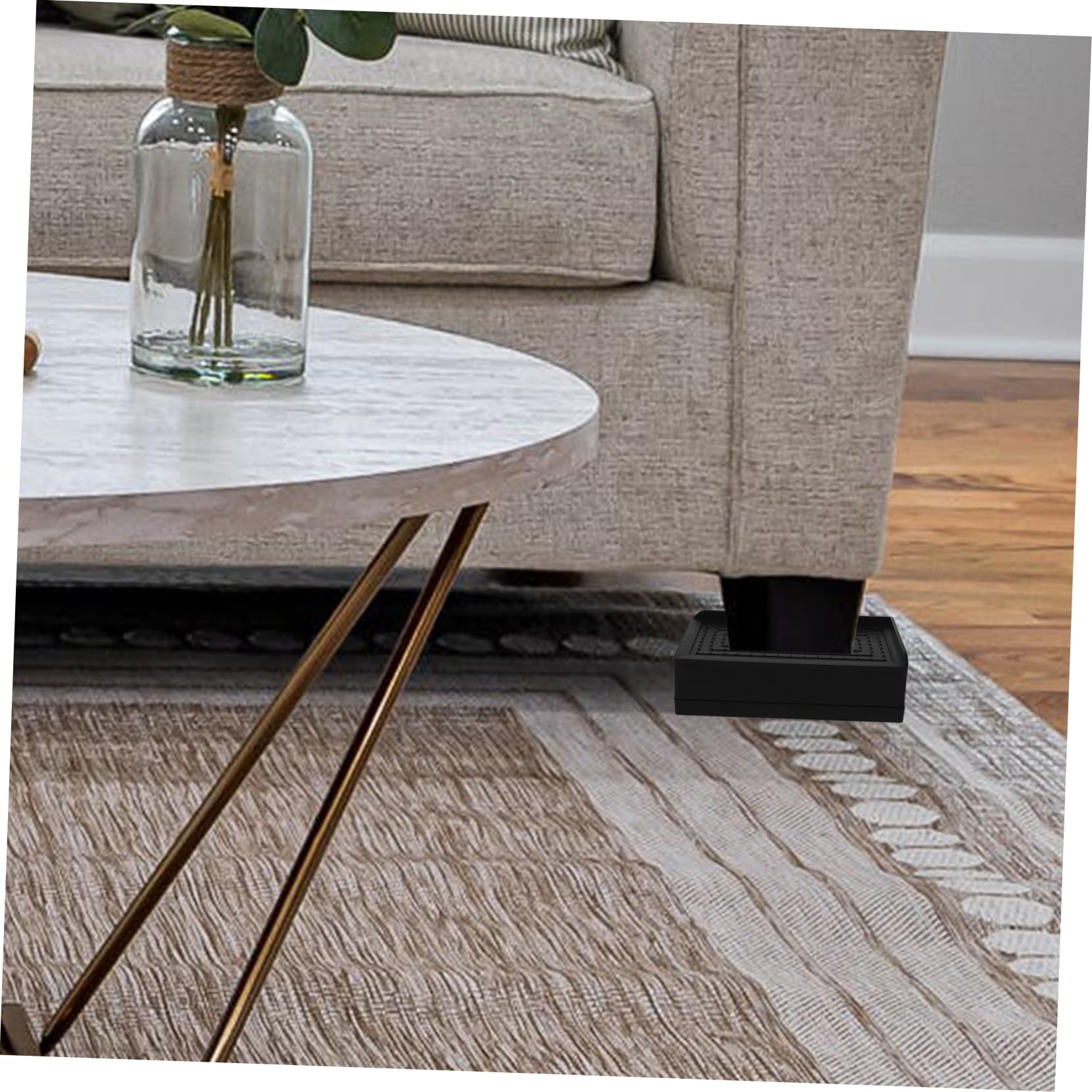 POPETPOP Patas Elevadoras para Muebles Elevadores de Altura para Escritorio, Sofá y Cama, 4 Piezas, Plástico y TPU, Instalación Fácil, Negro