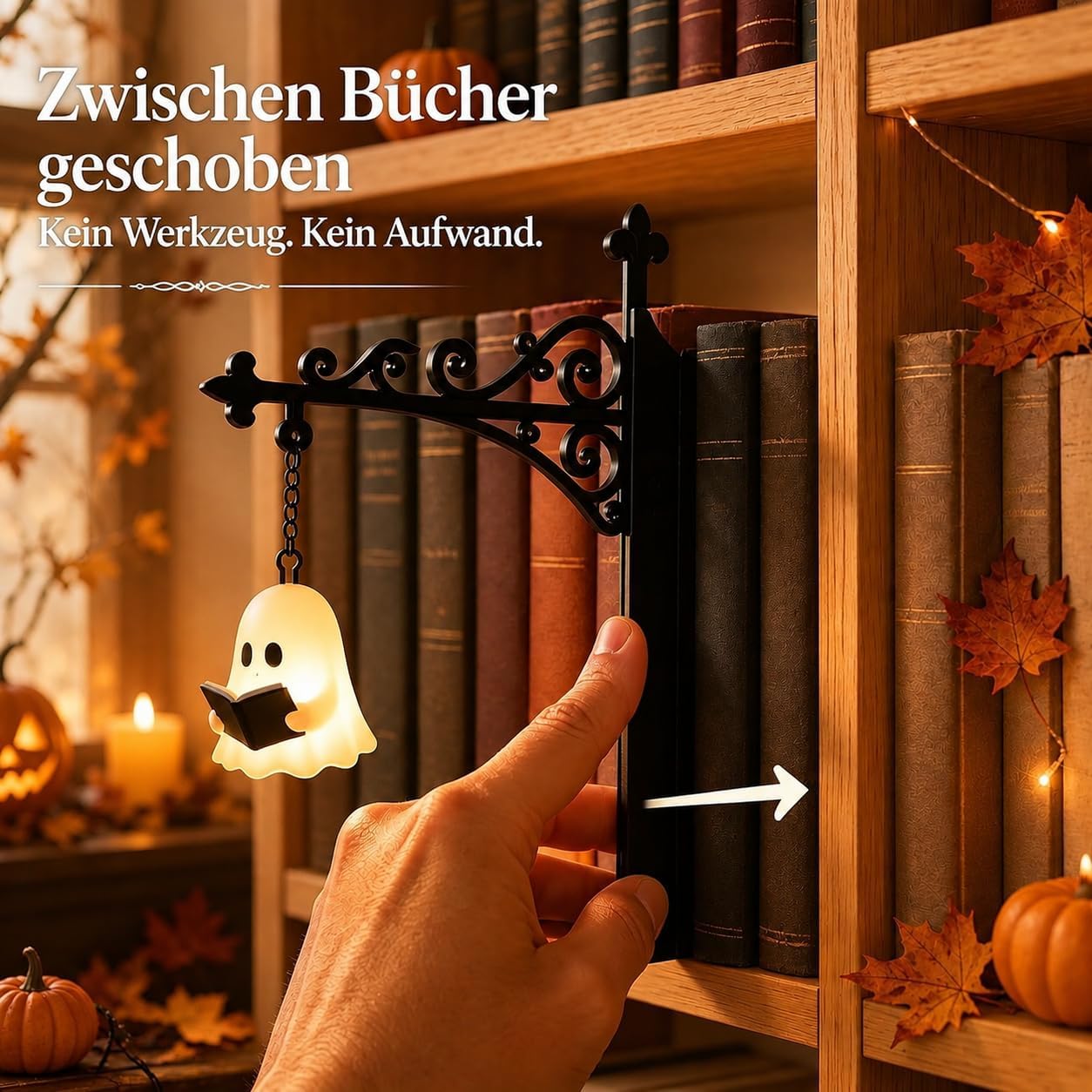 Halloween Deko Bücherregal Lampe, Halloween Geister Leselampe 2 Stück (A+B), Vintage-Fanta - Mise en situation et utilisation