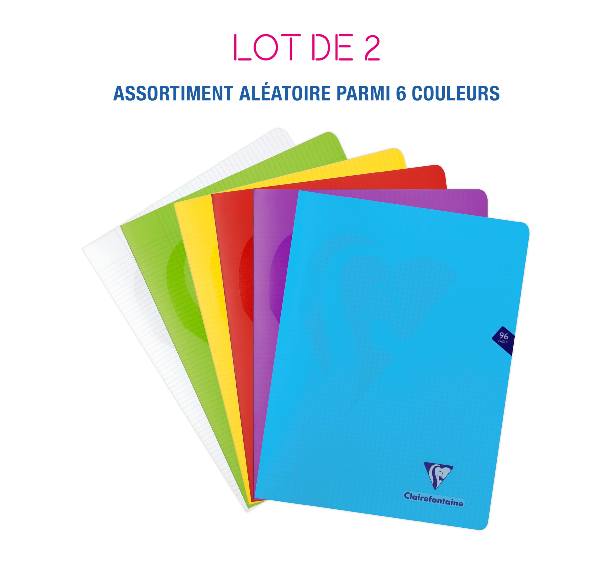 Clairefontaine 303368AMZC Lot de 2 Cahiers Agrafés Mimesys 24x32 cm 96 Pages Petits Carreaux avec Marge Papier Blanc 90 g Couverture Polypro Transparent