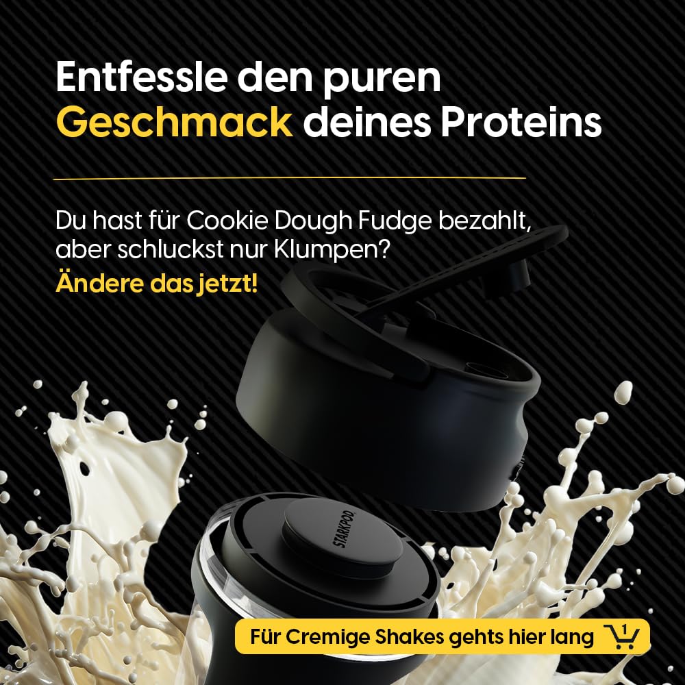 STARKSHAKE V4 – eccellente come miglior shaker elettrico della F.A.Z.-Verlag (2025) | Shaker di proteine elettrico per frullati di proteine | 8000 UPM | USB-C | 120+ frullati | incluso STARKPOD | nero