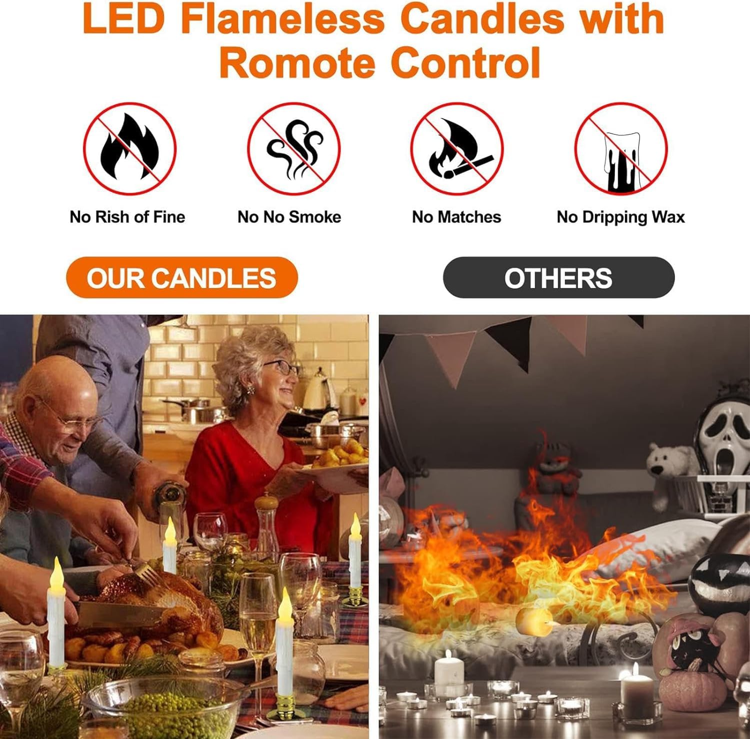 Bougies Flottantes LED Suspendues - 12 Pièces Avec Télécommande Baguette - Lumière Vacillante Chaude