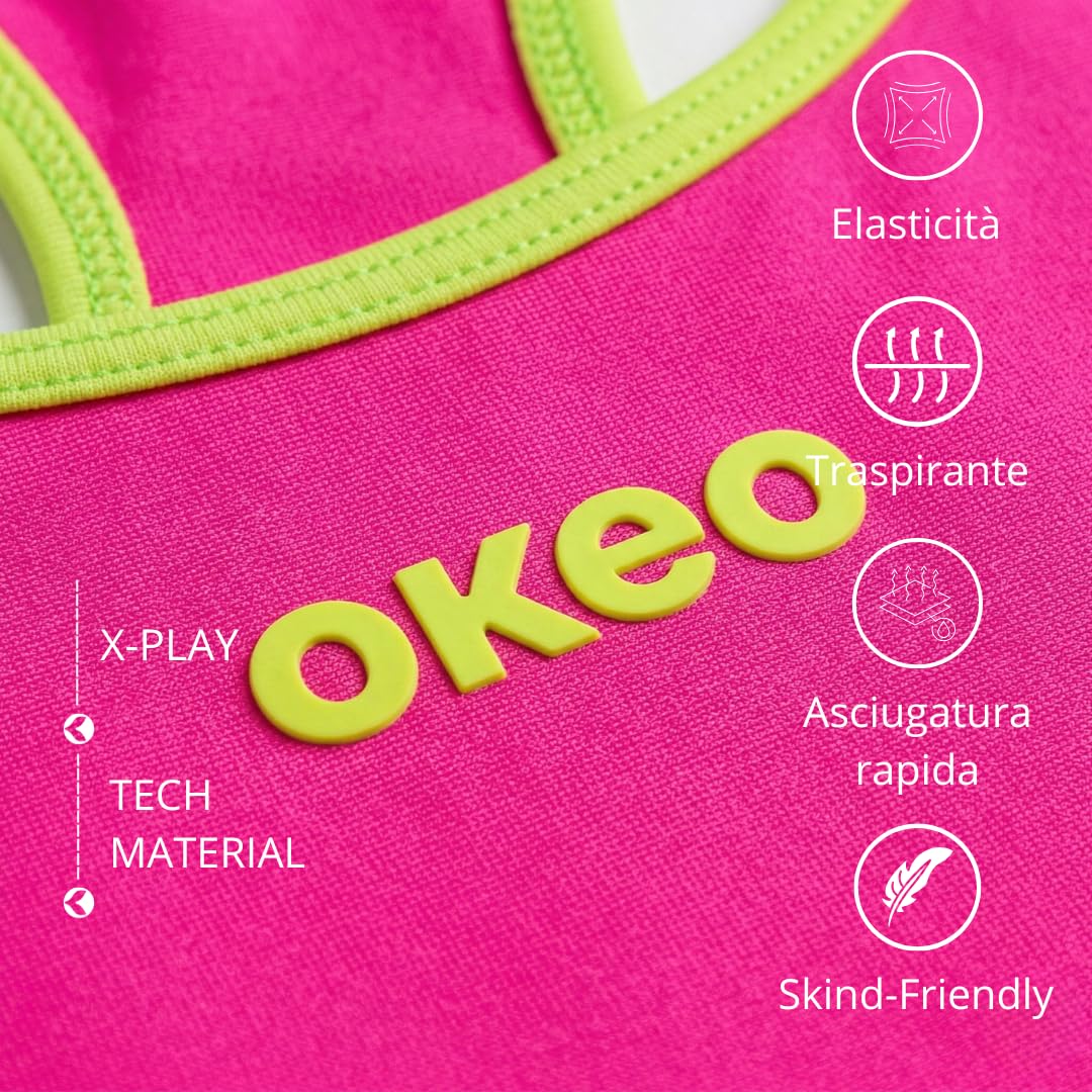 Okeo Costume Piscina Donna, Costume Nuoto Donna, Intero,Tinta Unita con Bordino, Spalline Larghe, vestibilità Comoda e Supporto ottimale