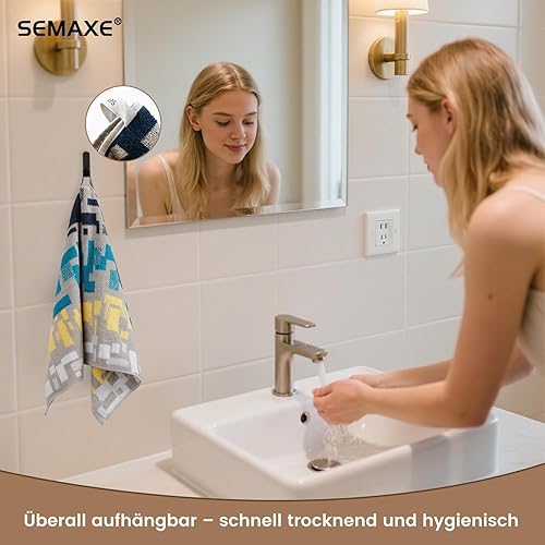 Vista 214 de SEMAXE - Juego de toallas de baño grises, 2 toallas de baño, 2 toallas de mano, 4 toallas faciales, toalla 100% algodón para baño, toalla suave