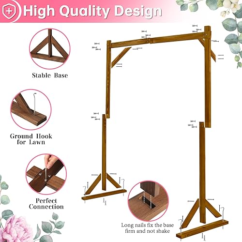 Miniatura 3 de Loninak Arco de boda - Arco de madera de 7.2 pies, arco de boda de madera para ceremonia, decoración de árbol de madera, soporte de fondo de madera,
