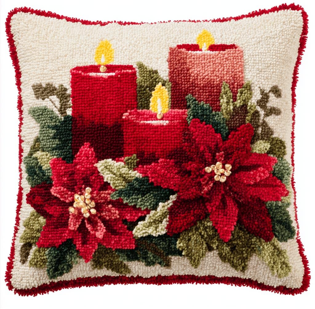 Kitquiver Latch Hook Cushion Kits Candle 43X43Cm