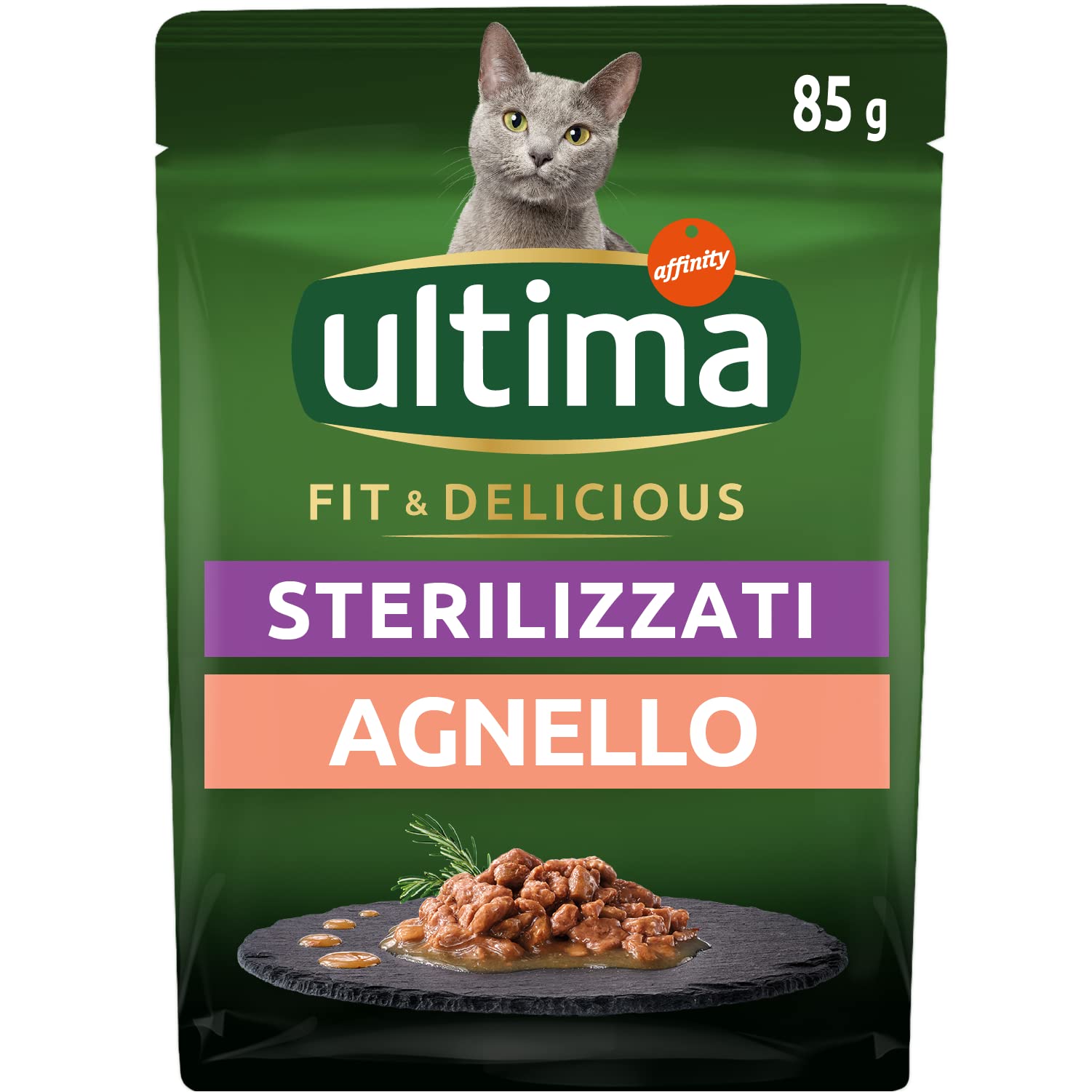 Ultima Cibo Umido per Gatti Fit & Delicious con Agnello: 24 Buste da 85g